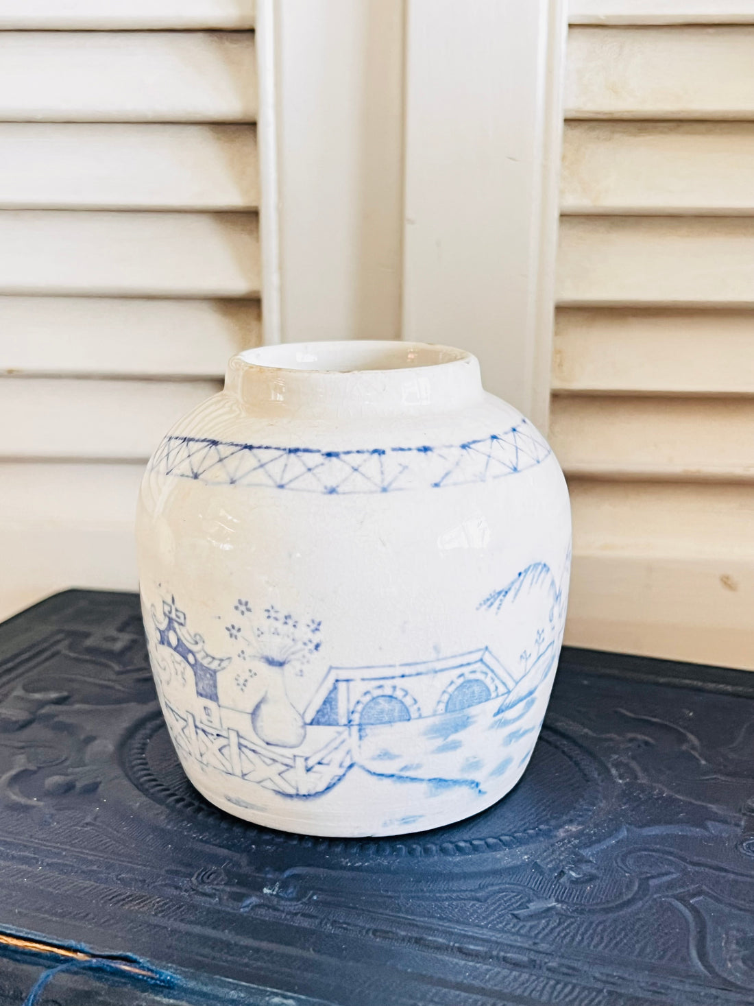 Prachtige Chinoiserie blauw-witte gemberpot uit de tweede helft van de 19e eeuw