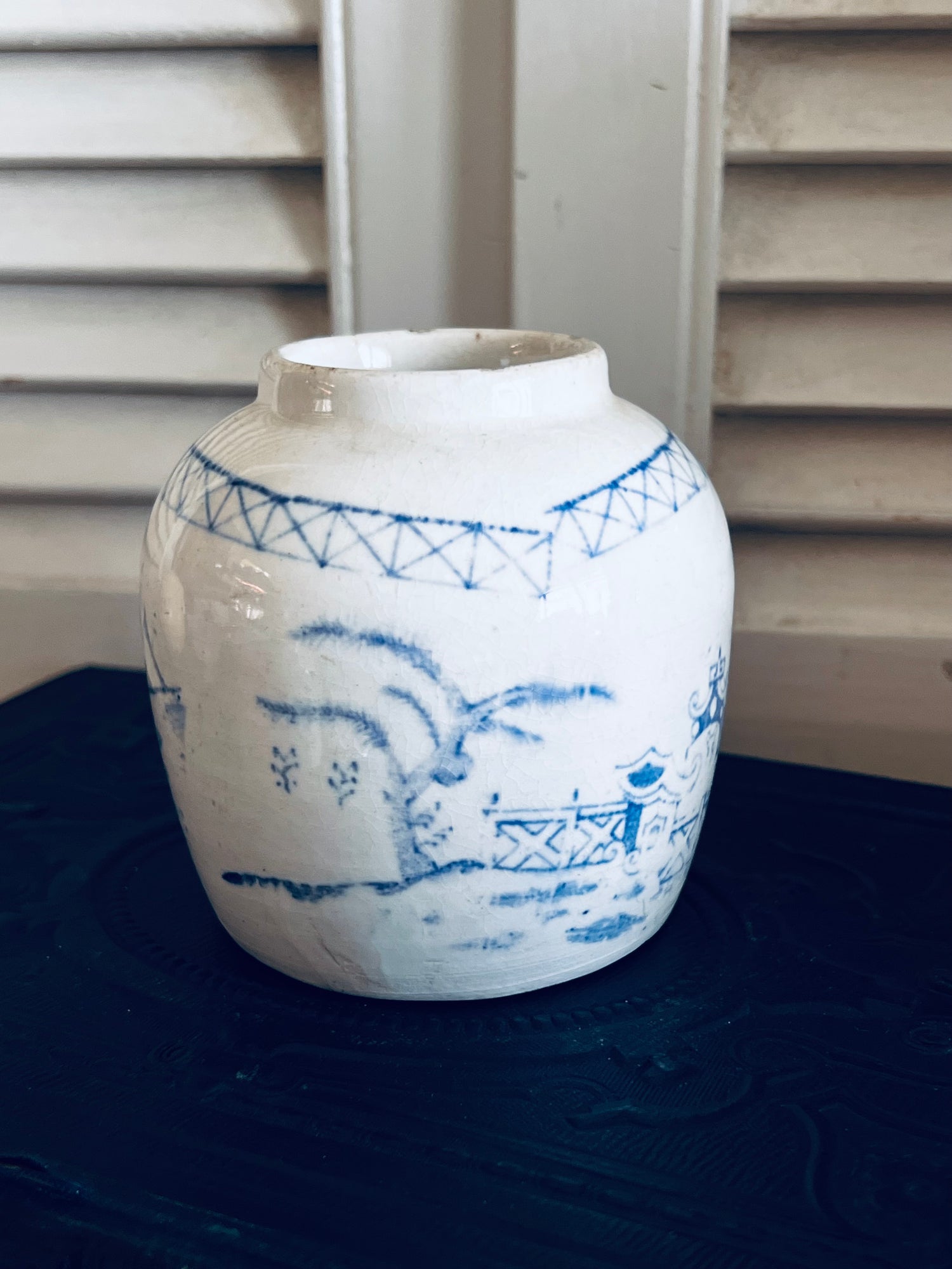 Prachtige Chinoiserie blauw-witte gemberpot uit de tweede helft van de 19e eeuw