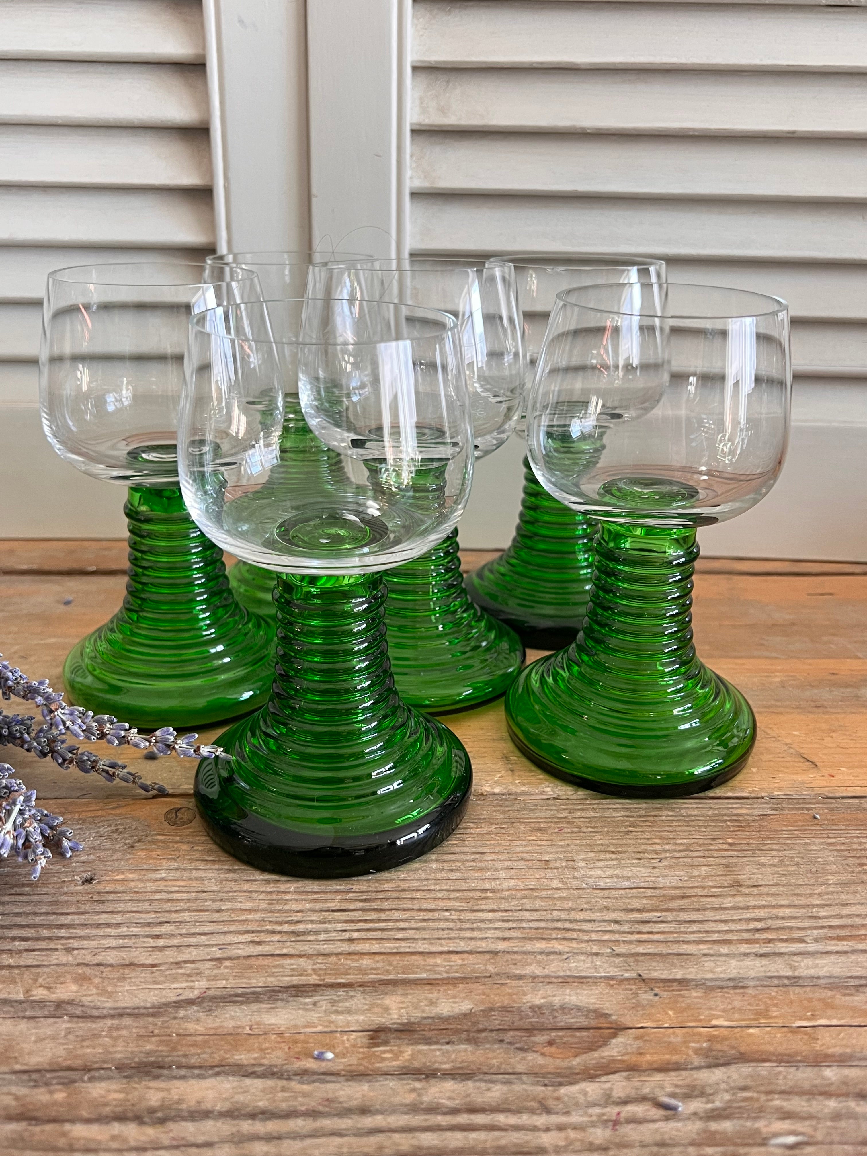 Set 6 kristallen Roemer glazen | jaren 60 vintage