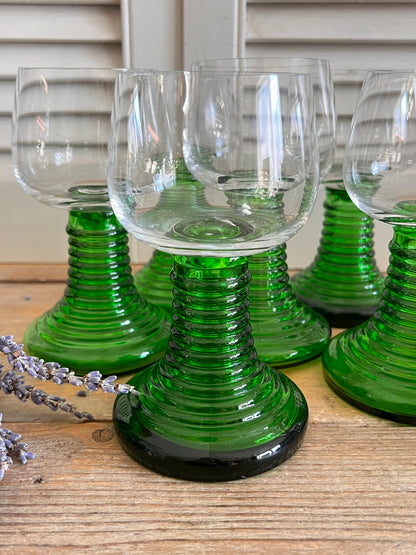 Set 6 kristallen Roemer glazen | jaren 60 vintage