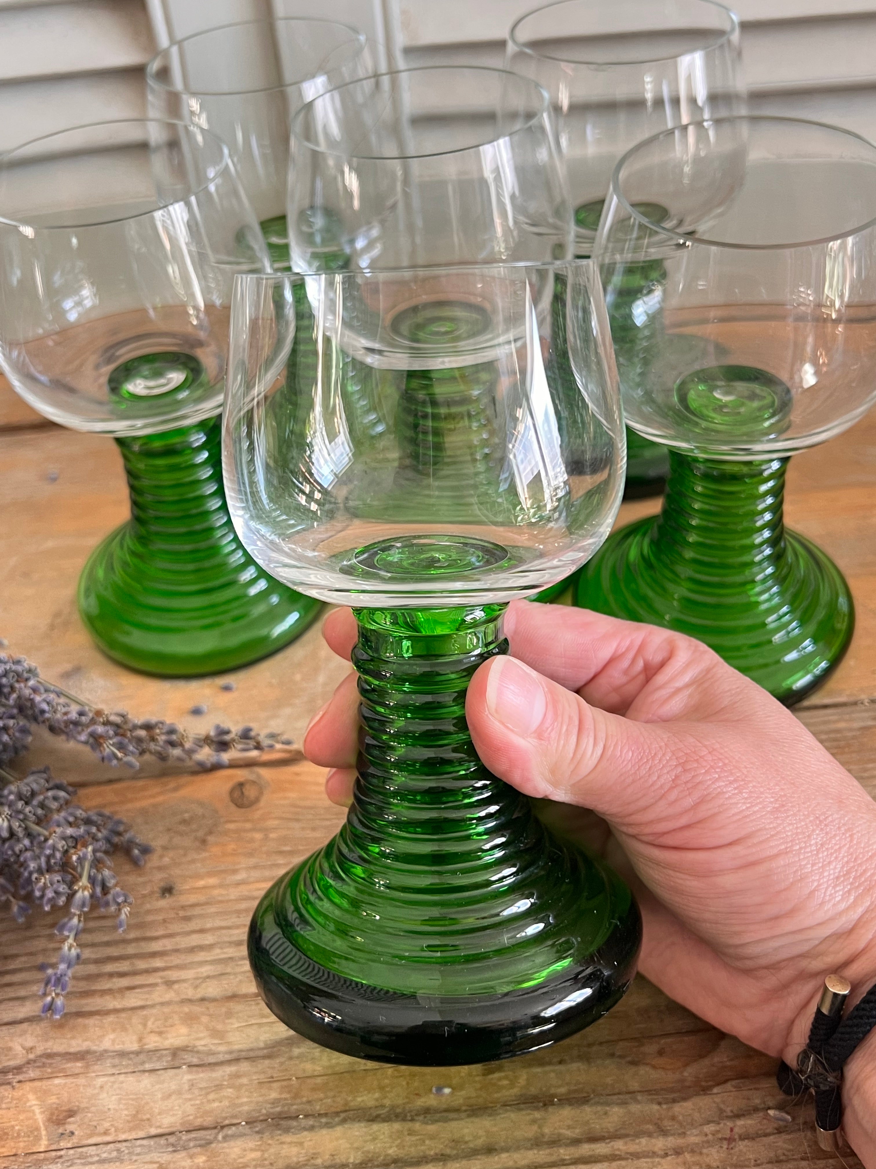 Set 6 kristallen Roemer glazen | jaren 60 vintage