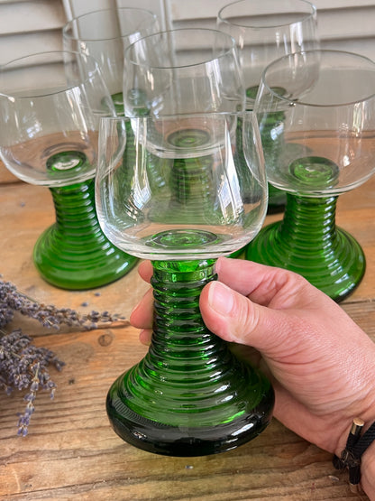 Set 6 kristallen Roemer glazen | jaren 60 vintage