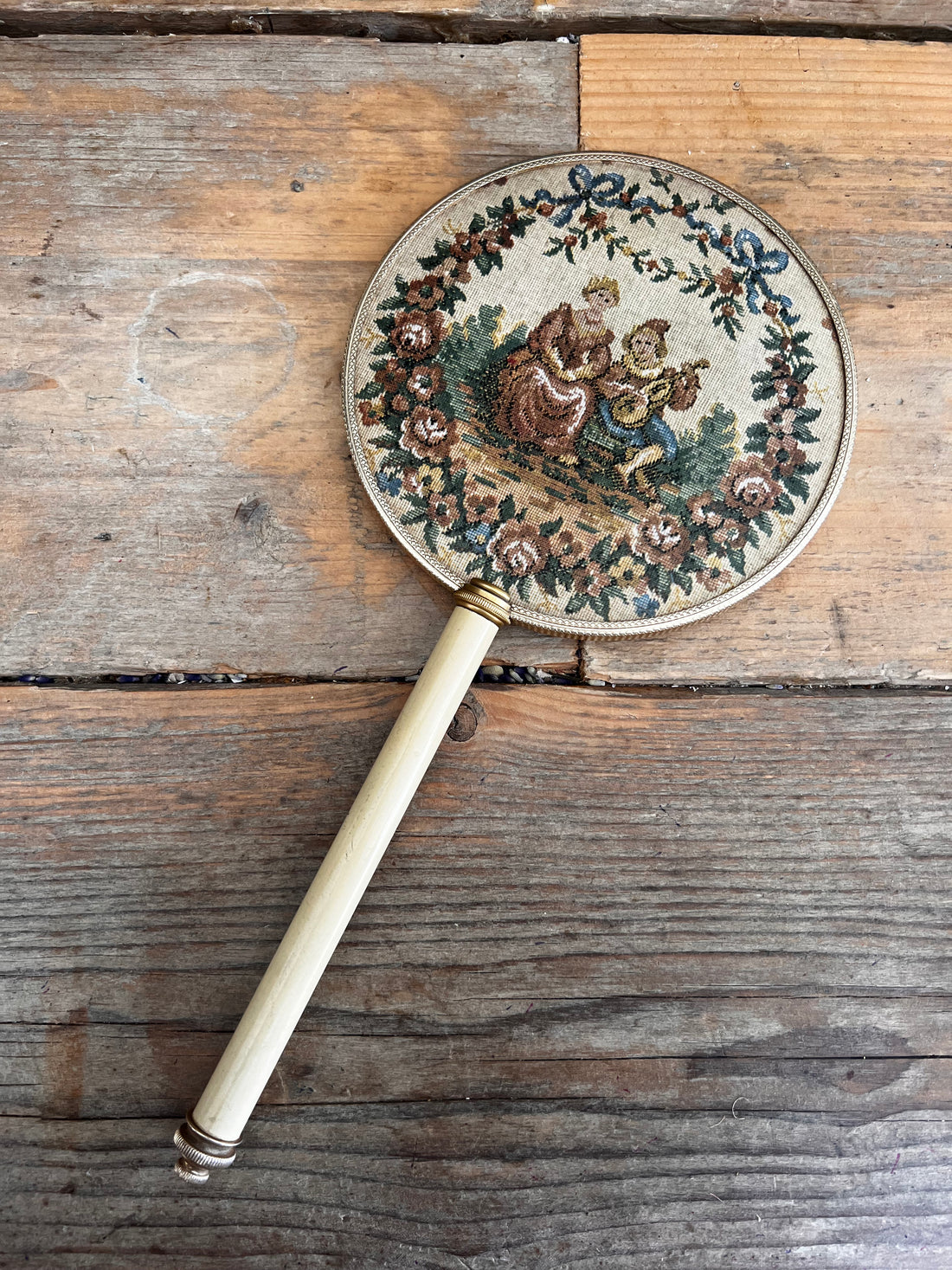 Handspiegel vintage met Fragonard afbeelding