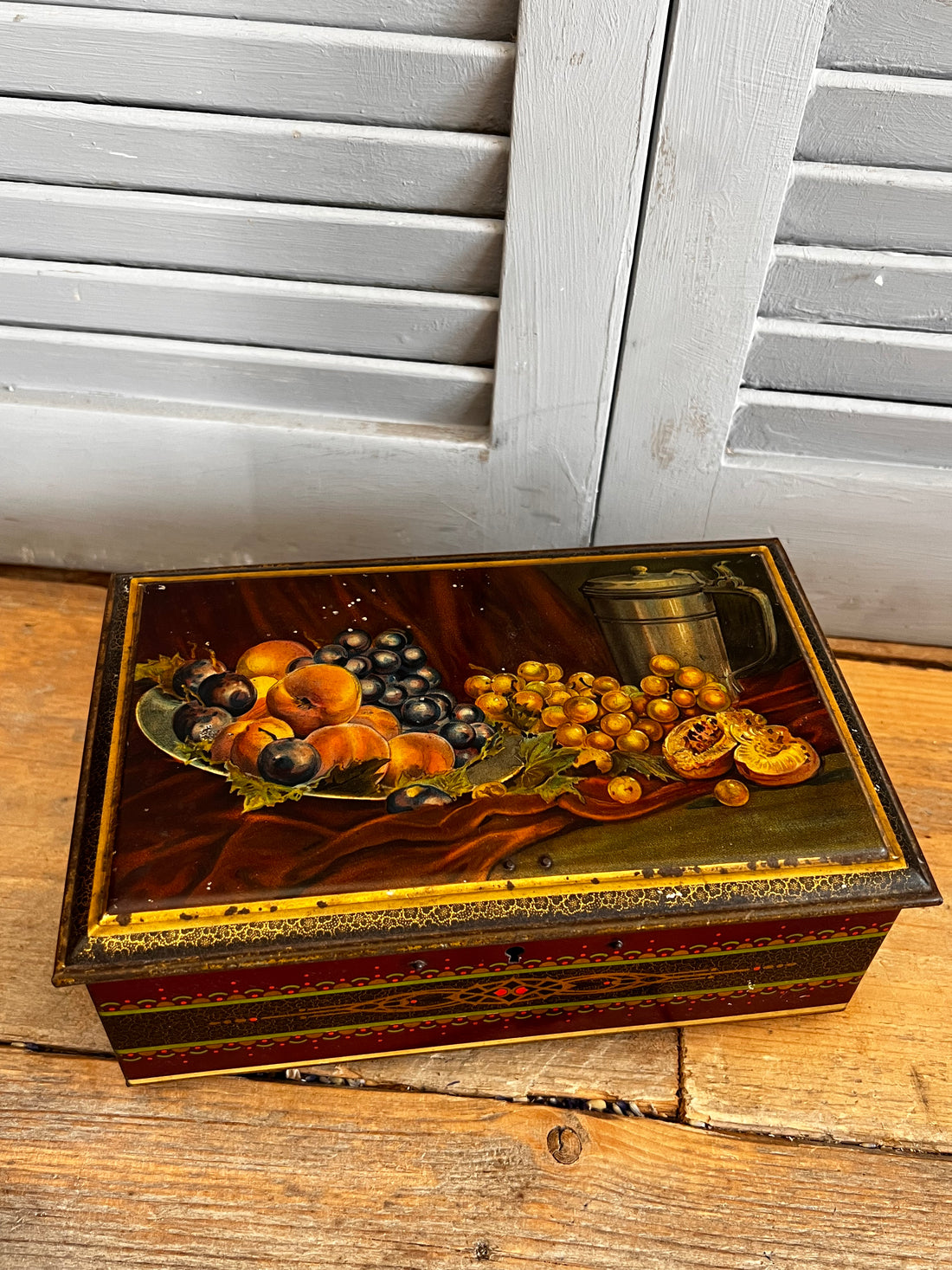 Antiek blik stilleven fruit
