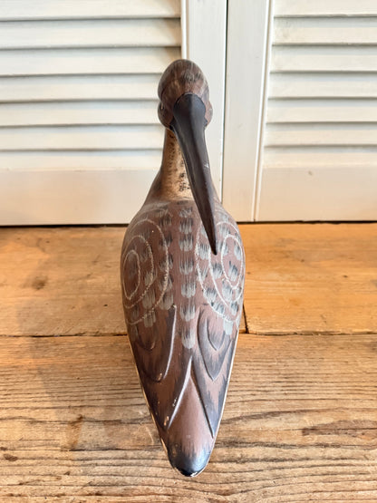 Handbeschilderde houten wulp - decoratieve lokvogel