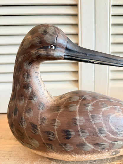 Handbeschilderde houten wulp - decoratieve lokvogel
