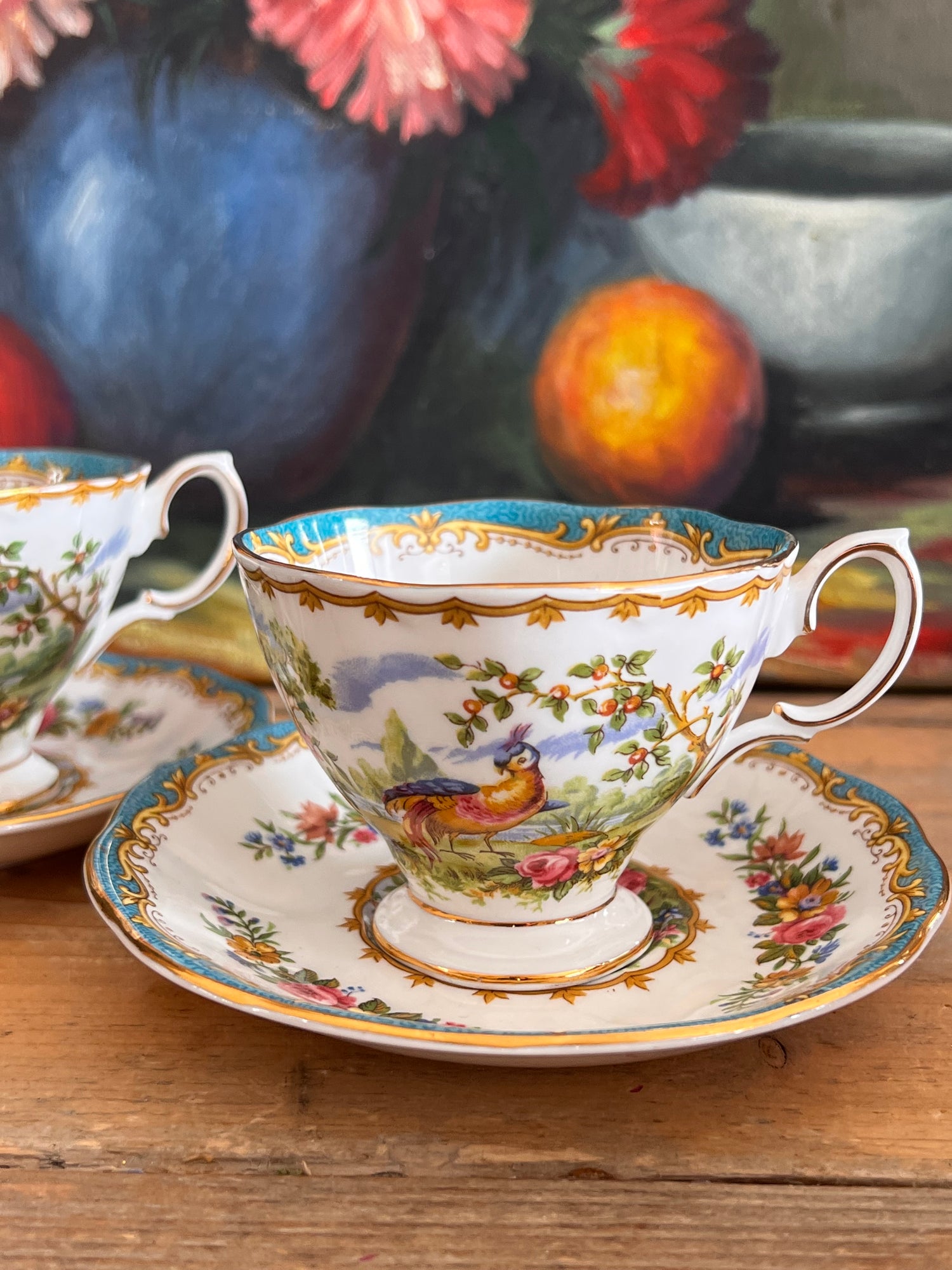 &amp;nbsp;Chelsea Bird Royal Albert, Royal Albert kop en schotel, vintage theekopje, Chelsea Bird porselein, Royal Albert servies, Engelse theekop, vintage theeservies kopen, Royal Albert vintage kopen.
