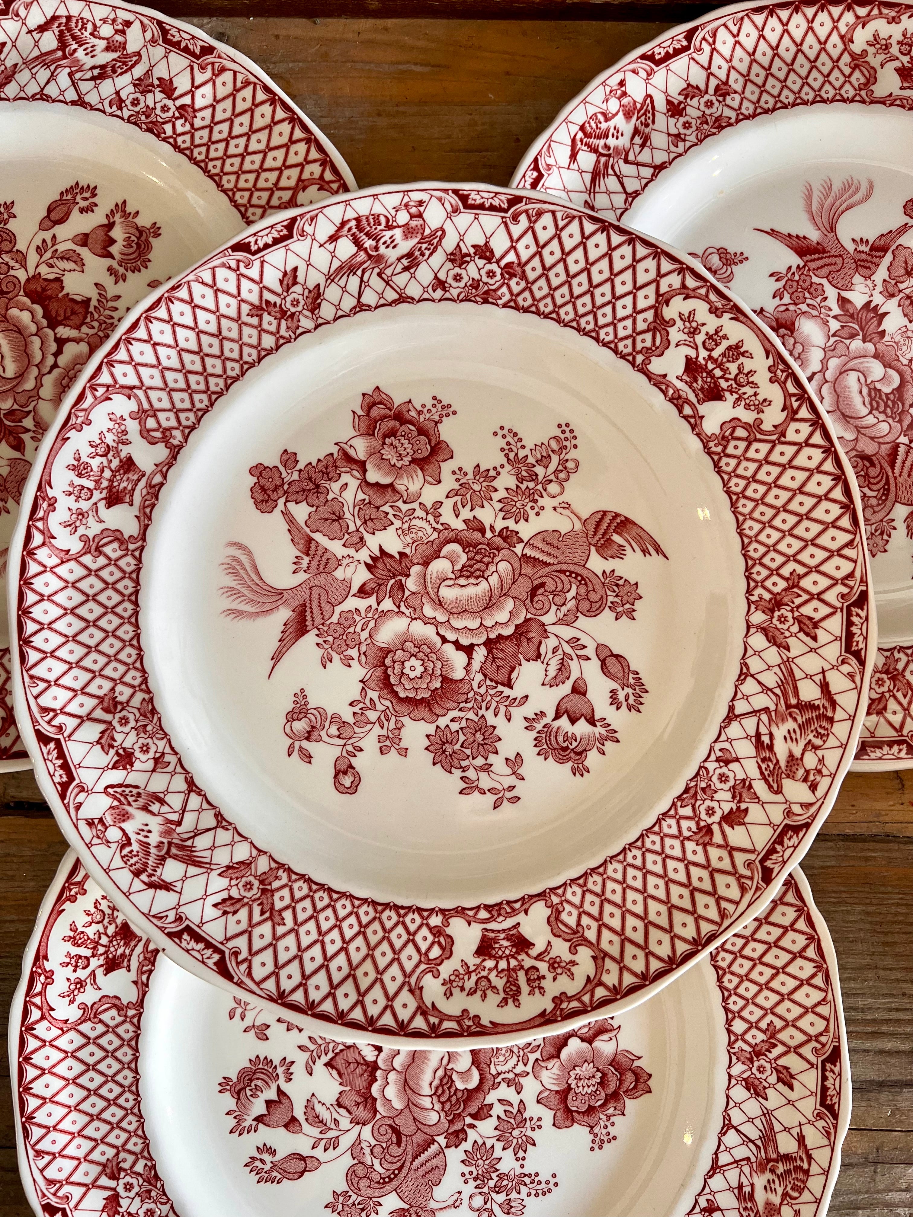 Mason’s Stratford Pink dinerbord, Mason’s bord roze, vintage dinerbord, keramisch dinerbord, Engels servies, Mason’s Stratford servies, Mason’s retro bord, Mason’s keramiek, Mason’s servies kopen, kleurrijk dinerbord