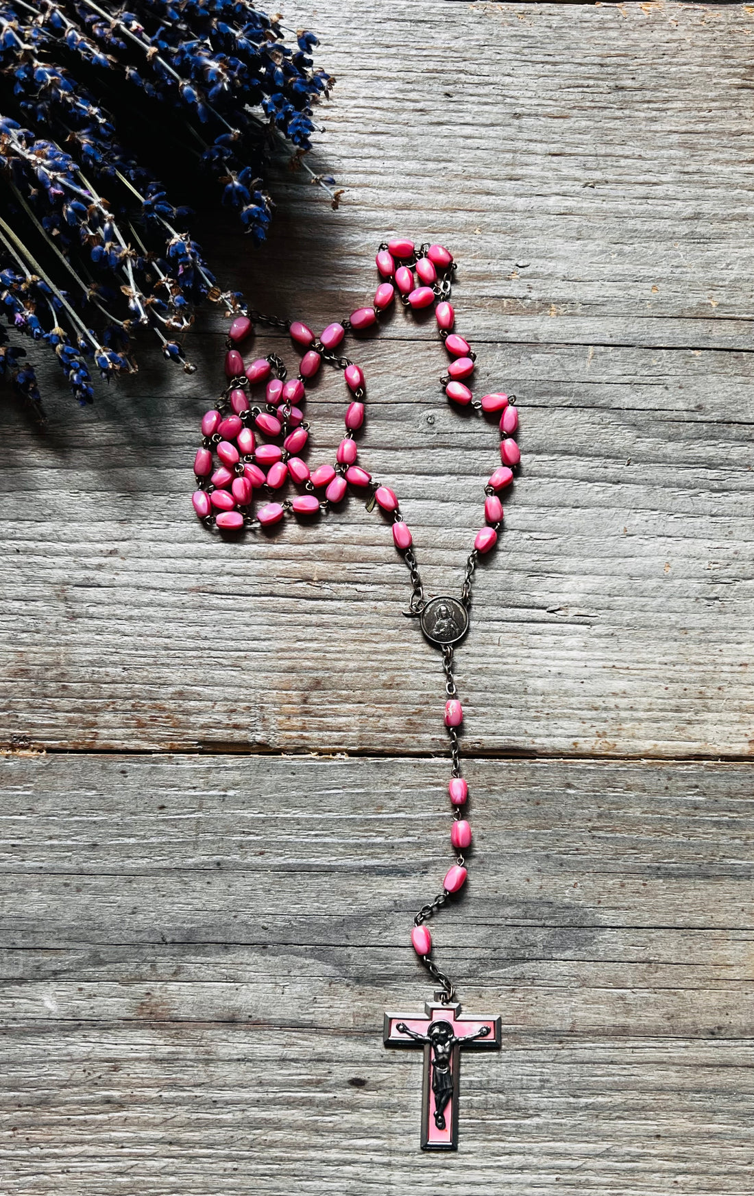 Roze rozenkrans vintage 