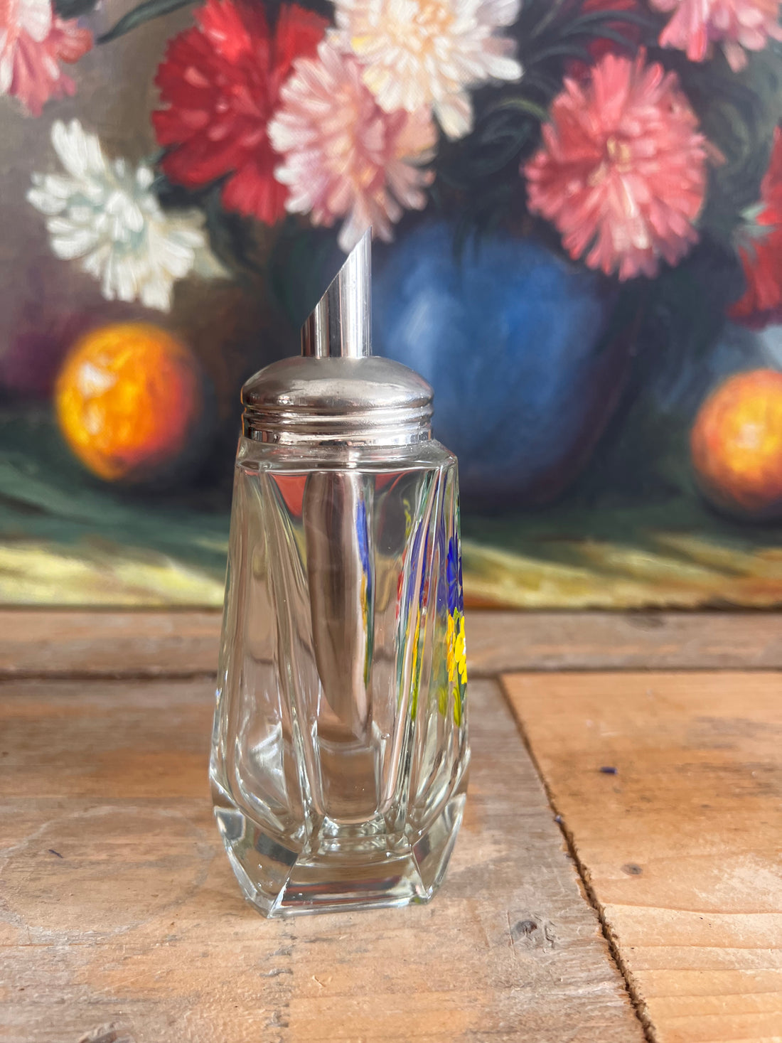suikerstrooier, vintage suikerstrooier, Oostenrijks souvenir, jaren 60 souvenir, handbeschilderde suikerstrooier, Edelweiss, Oostenrijkse bloemen, emailverf keukenaccessoire, traditioneel Oostenrijks keukengerei.