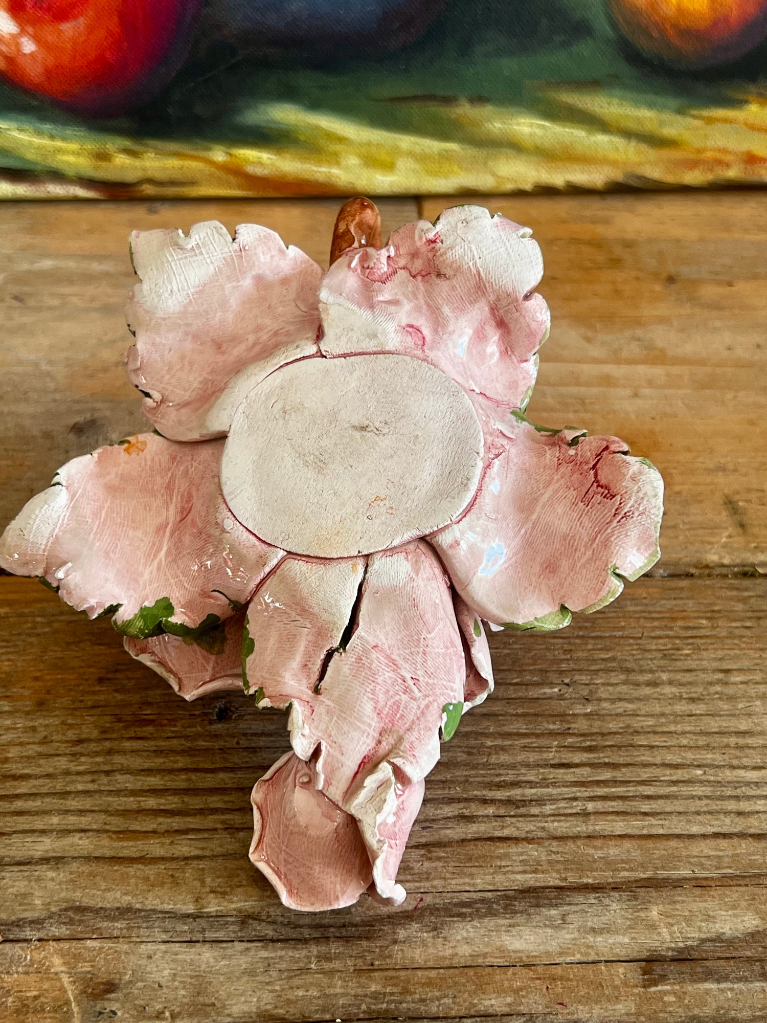 Kandelaar roze roos Capodimonte Bassano
