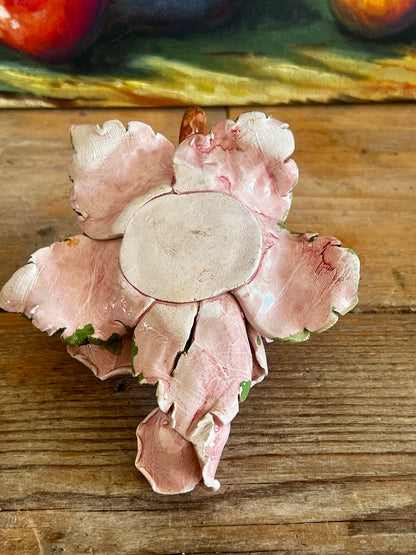 Kandelaar roze roos Capodimonte Bassano
