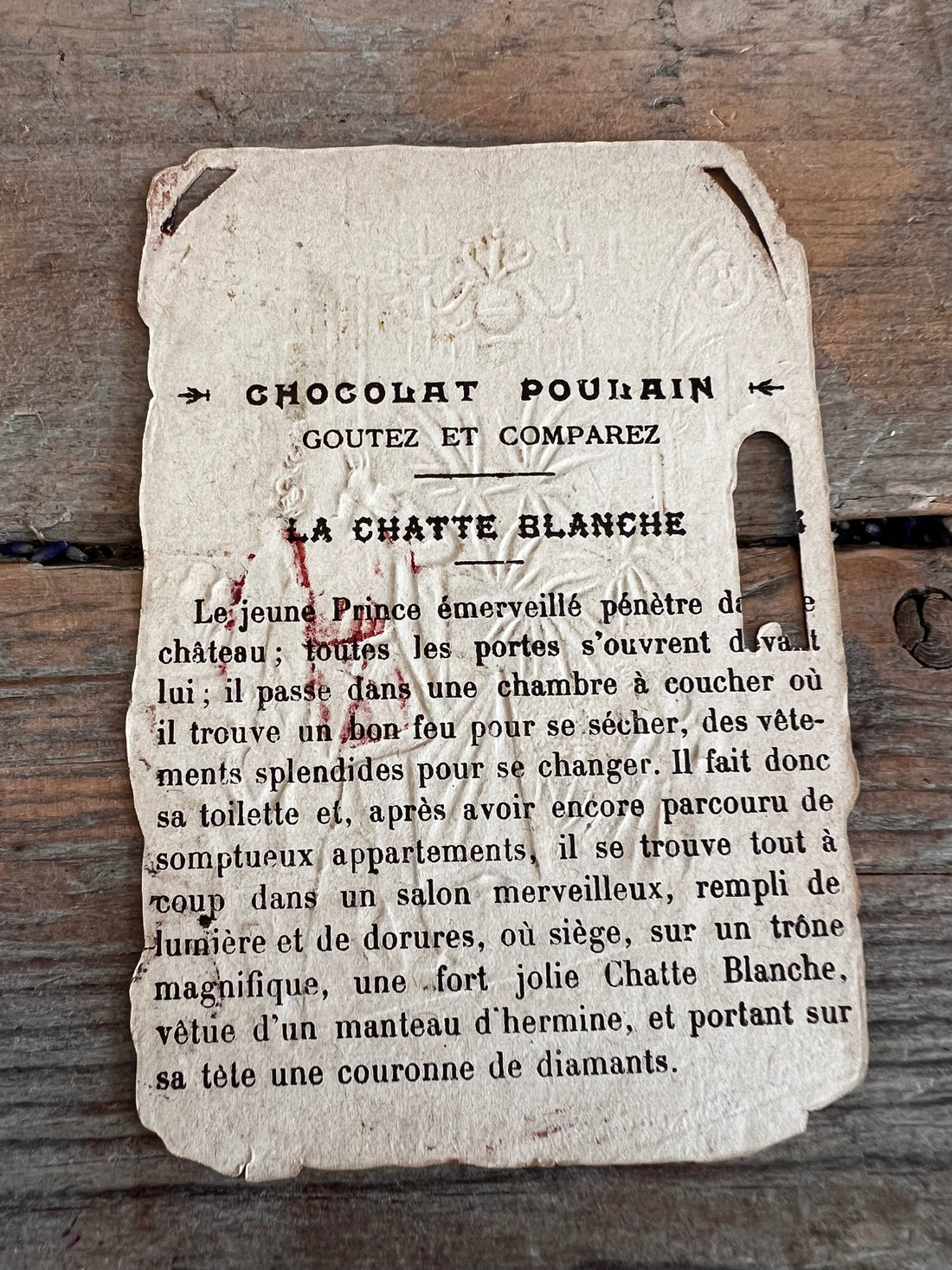 Antiek reclameplaatje Poulain Chocolade - sprookje La Chatte Blanche no.4