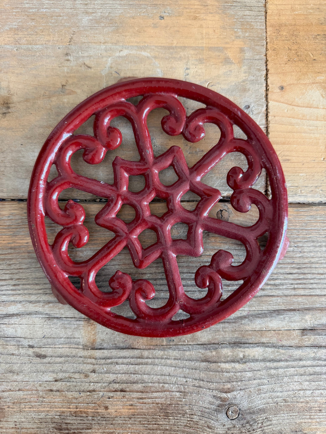 Gietijzeren onderzetter, Franse brocante, vintage onderzetter gietijzer