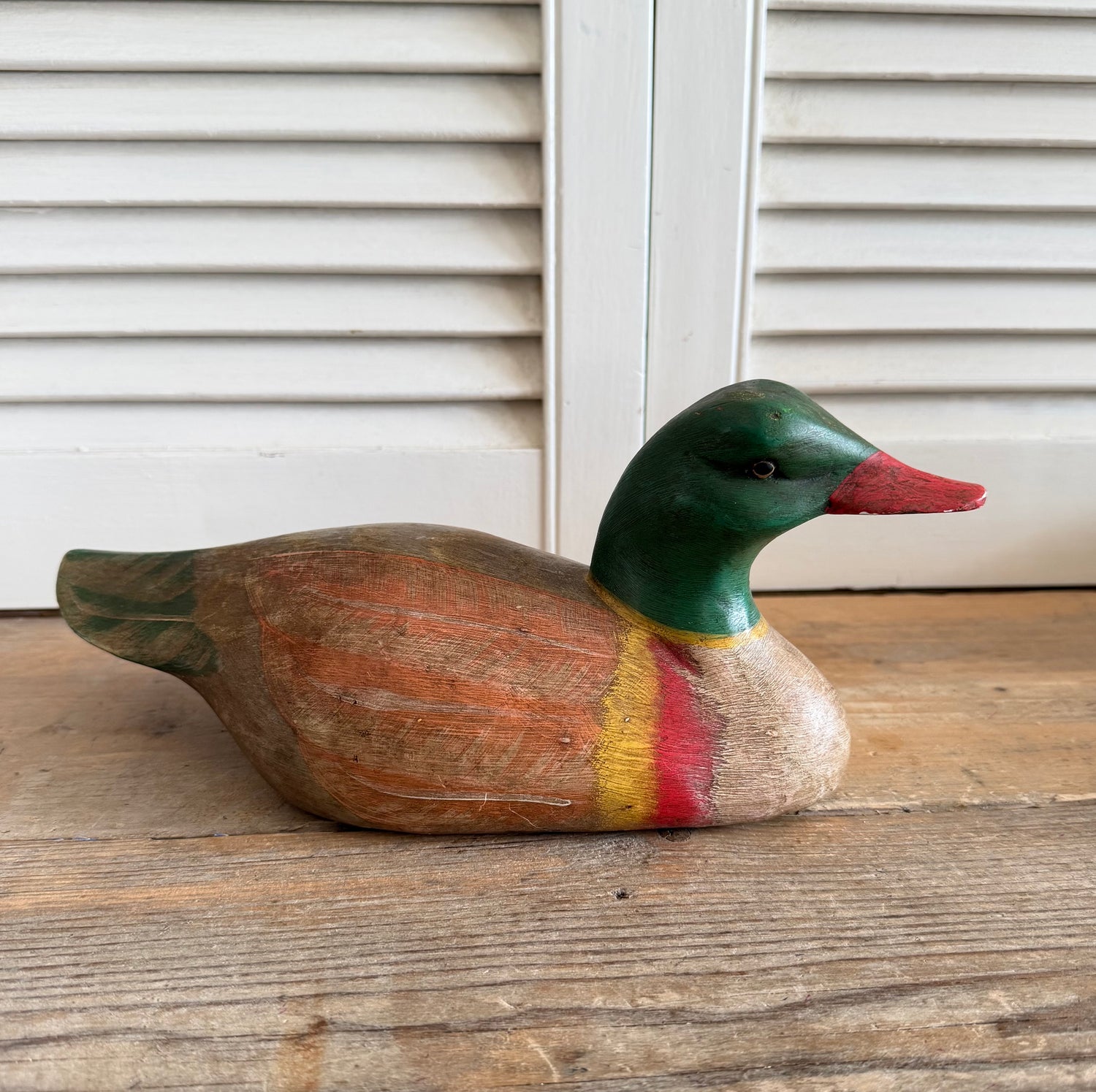 Vintage handgesneden houten lokeend (duck decoy)