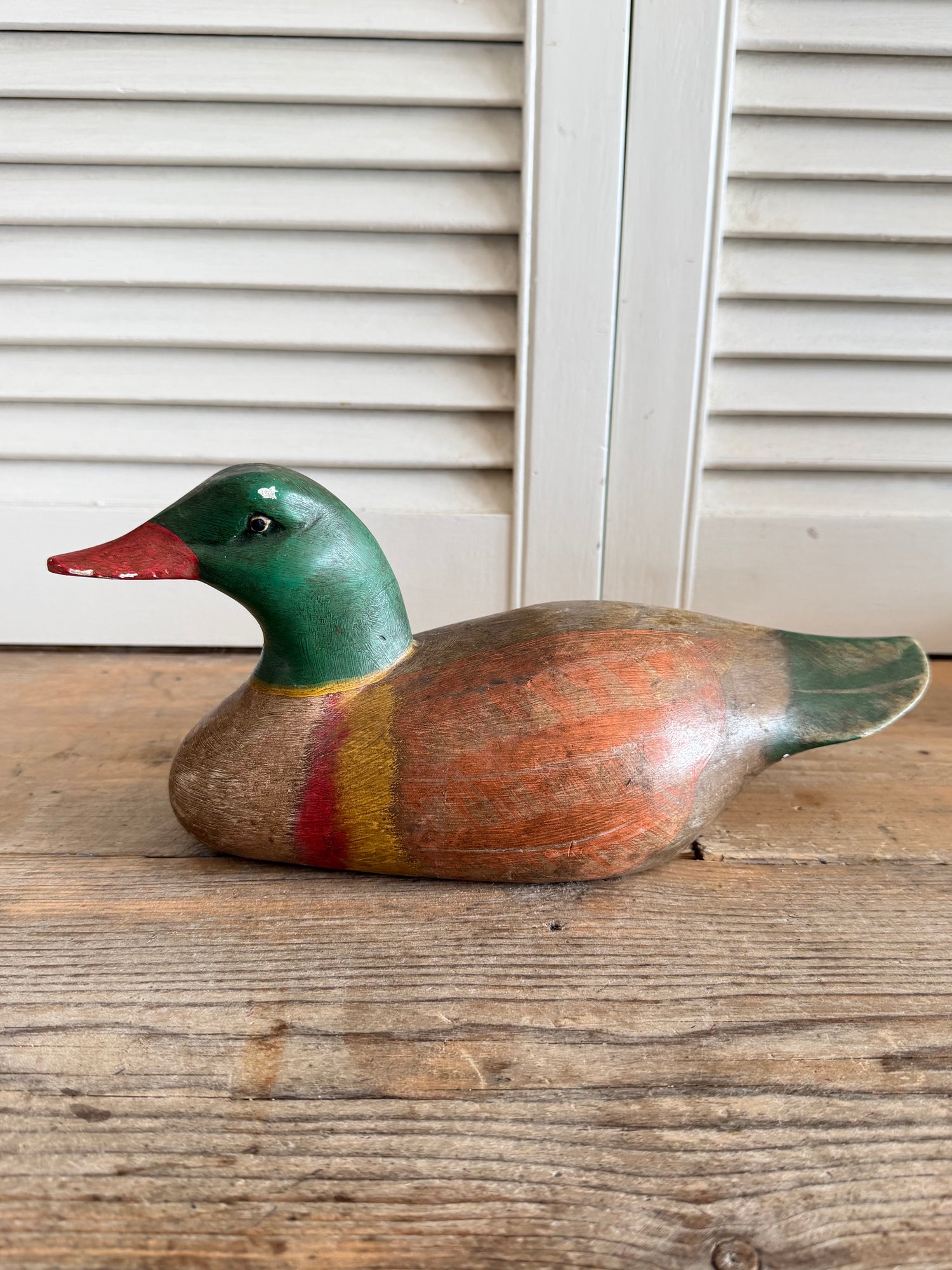 Vintage handgesneden houten lokeend (duck decoy)