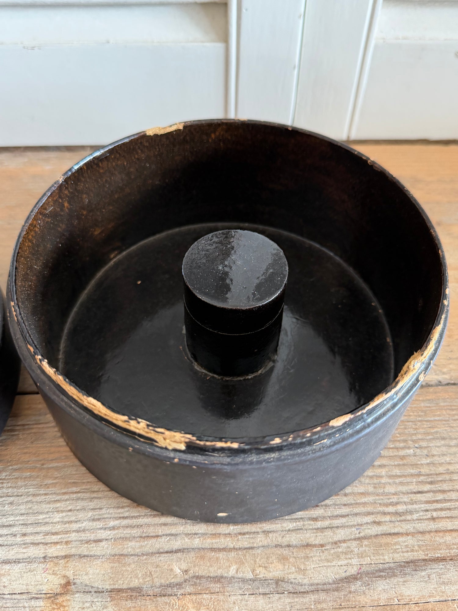 Antieke Japanse houten lakdoos/sieradendoos - handbeschilderd met Mount Fuji