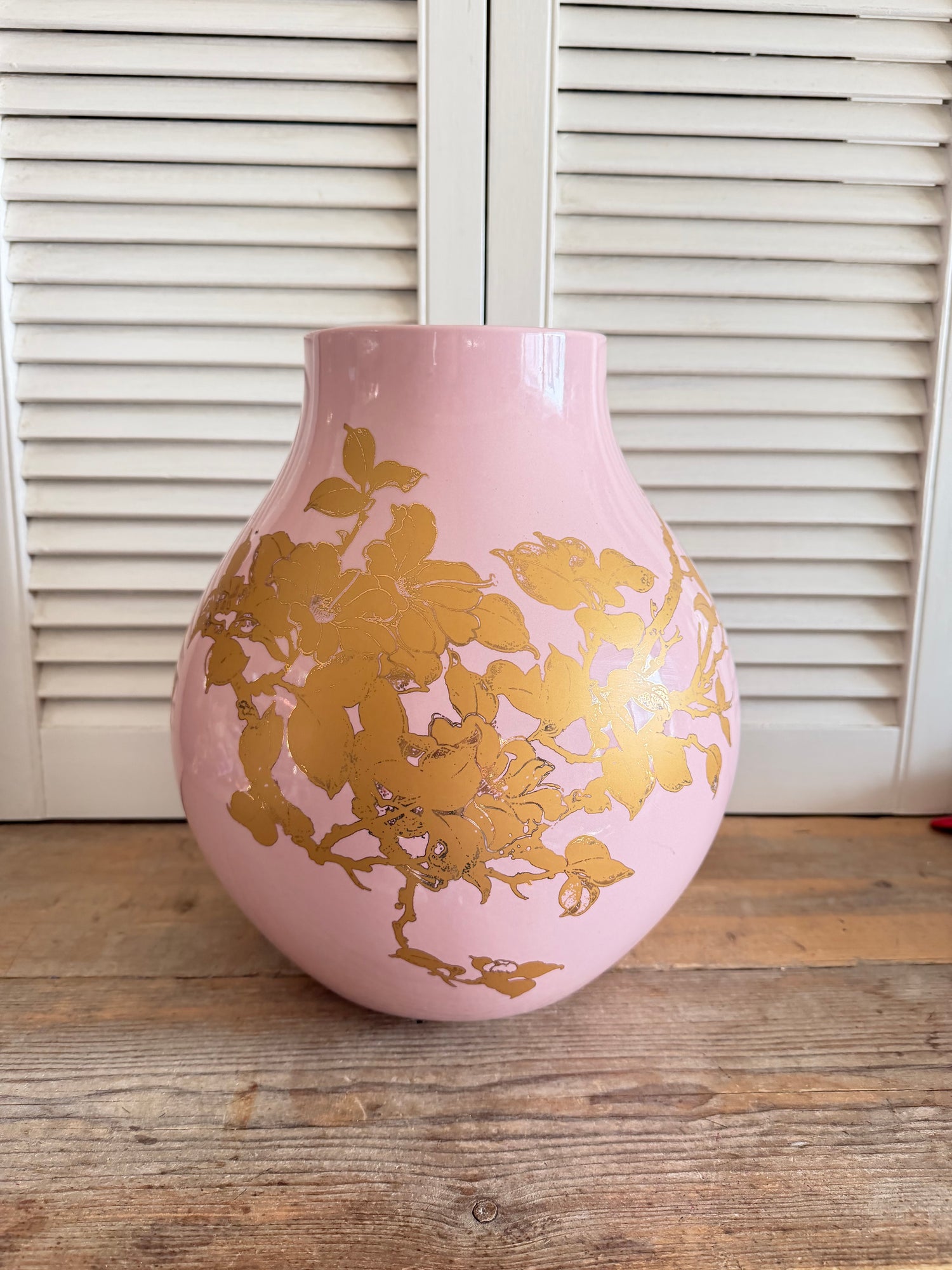 Hella Jongerius voor IKEA PS Jonsberg vaas (2005) - roze met gouddecor, vintage design