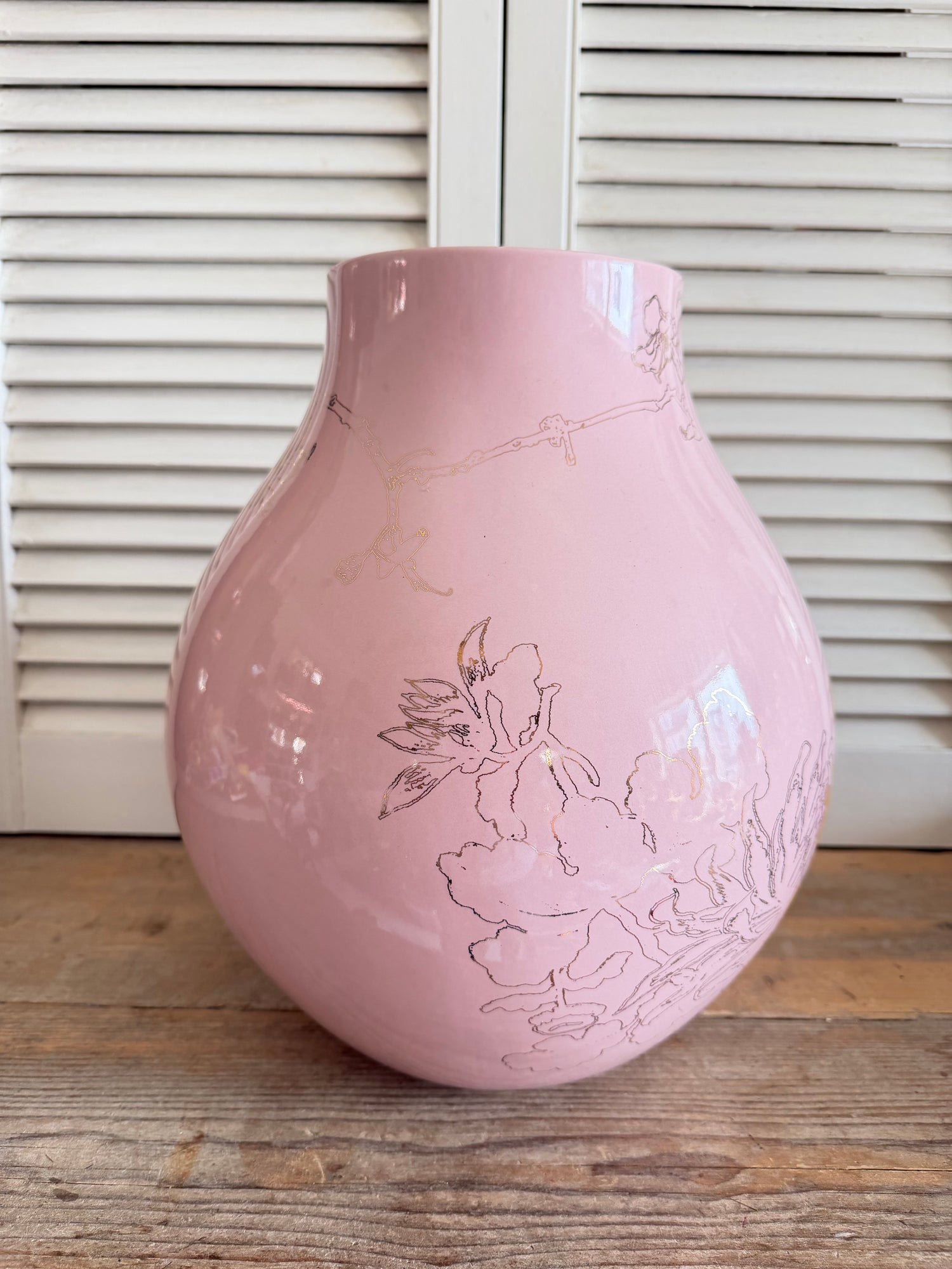 Hella Jongerius voor IKEA PS Jonsberg vaas (2005) - roze met gouddecor, vintage design