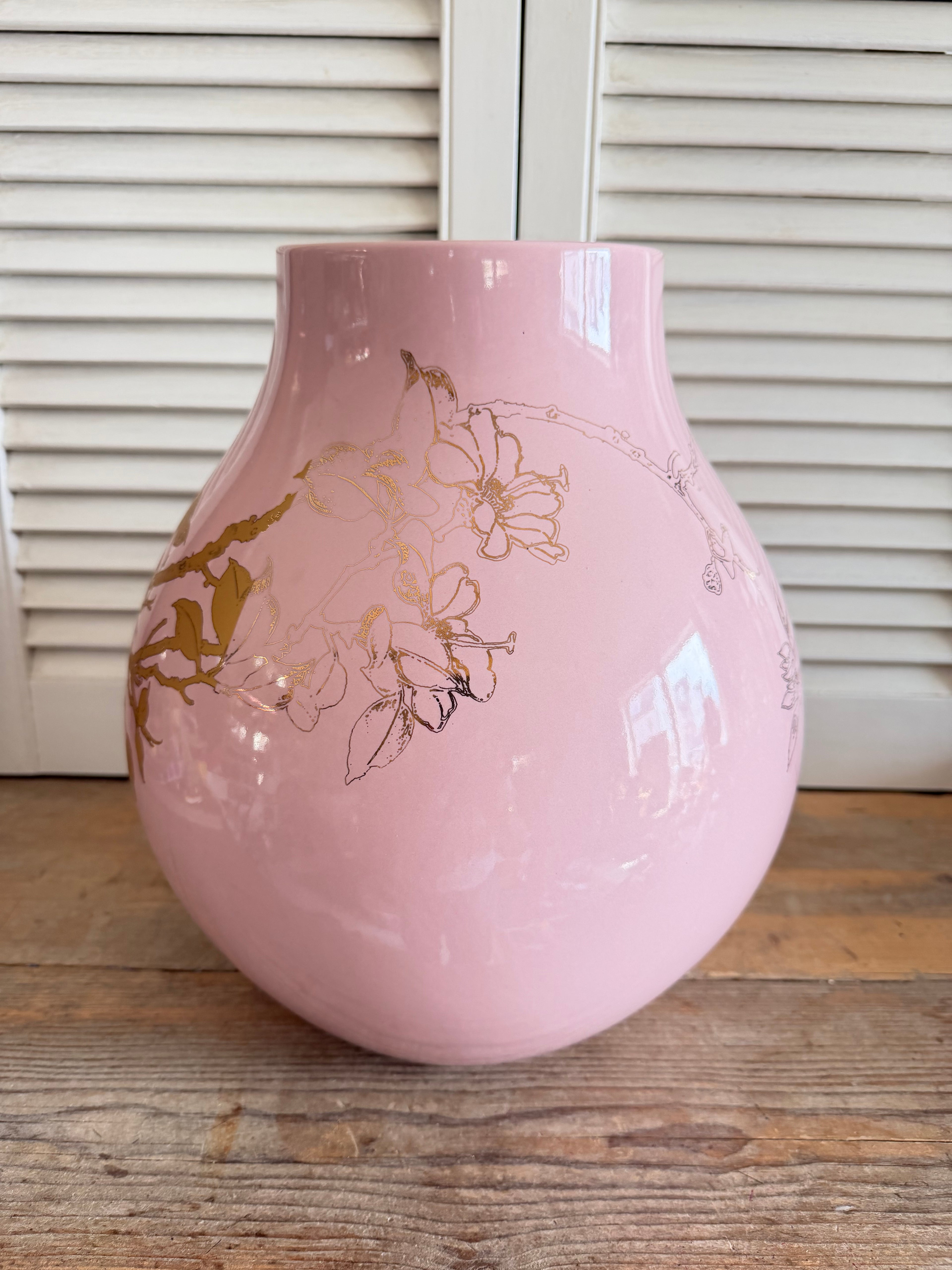 Hella Jongerius voor IKEA PS Jonsberg vaas (2005) - roze met gouddecor, vintage design