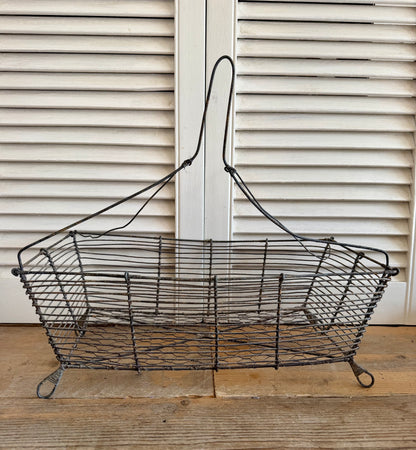 fil de fer mand, Franse draadijzeren hangmand, landelijke woondecoratie, vintage draadmand, Sofia&
