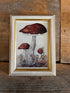 jaren ’80 fotolijstje, vintage fotolijst, antieke illustratie, paddenstoelen illustratie, botanische prent, retro woondecoratie, vintage muurdecoratie, botanische kunst, nostalgisch lijstje
