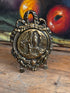 Lourdes plaquette, antieke plaquette messing, religieuze plaquette ovaal, vintage Lourdes souvenir, messing plaquette begin vorige eeuw, antiek Lourdes geschenk, religieuze wanddecoratie messing