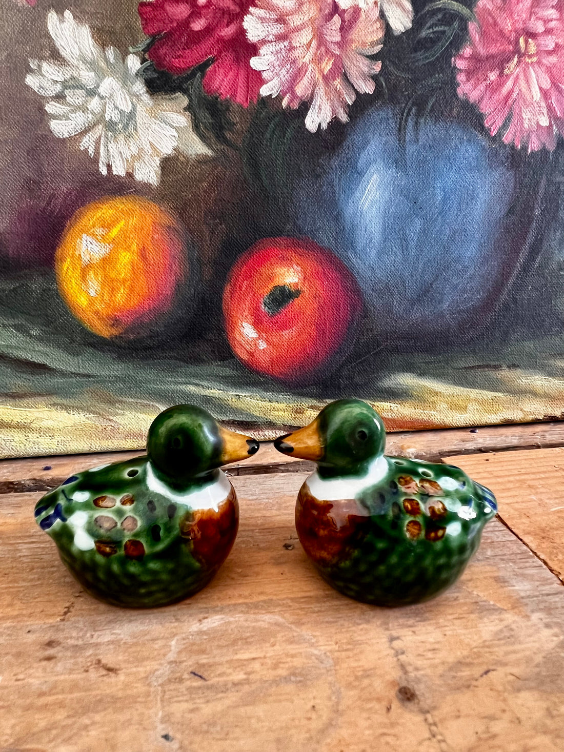 vintage peper en zoutstel, Mallard eendjes keramiek, retro keukendecoratie, keramisch peper en zoutstel, vintage collectie, keramiek zout en peper set, landelijke stijl servies, cadeau ideeën keuken