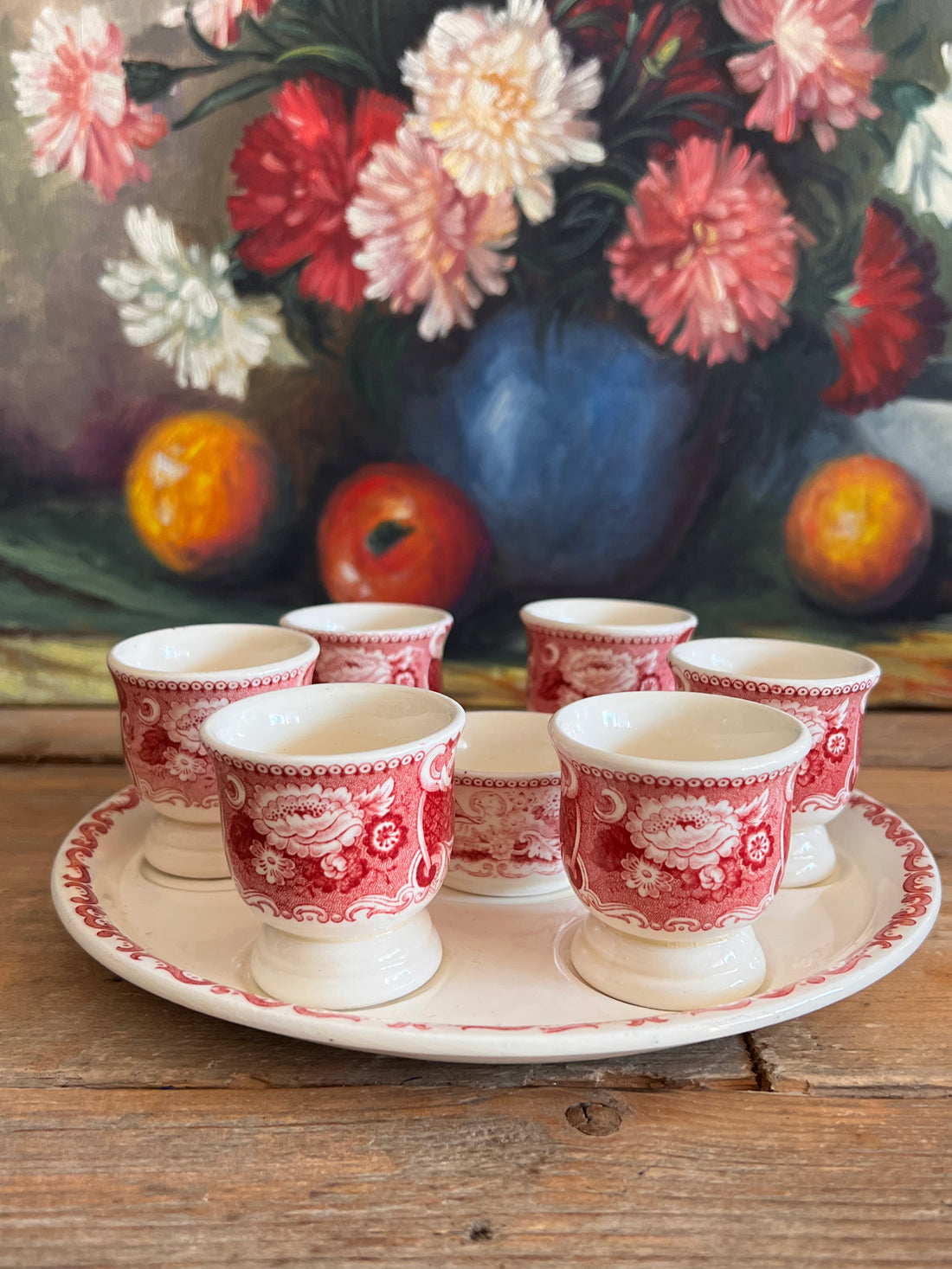 Societe Ceraique eierdopje, Victoria rood eierdopje, zoutvaatje aardewerk, keramiek Maastricht, vintage keramiek, eierdopje met zoutvaatje, Nederlands aardewerk, collectable eierdopje, keramiek webshop