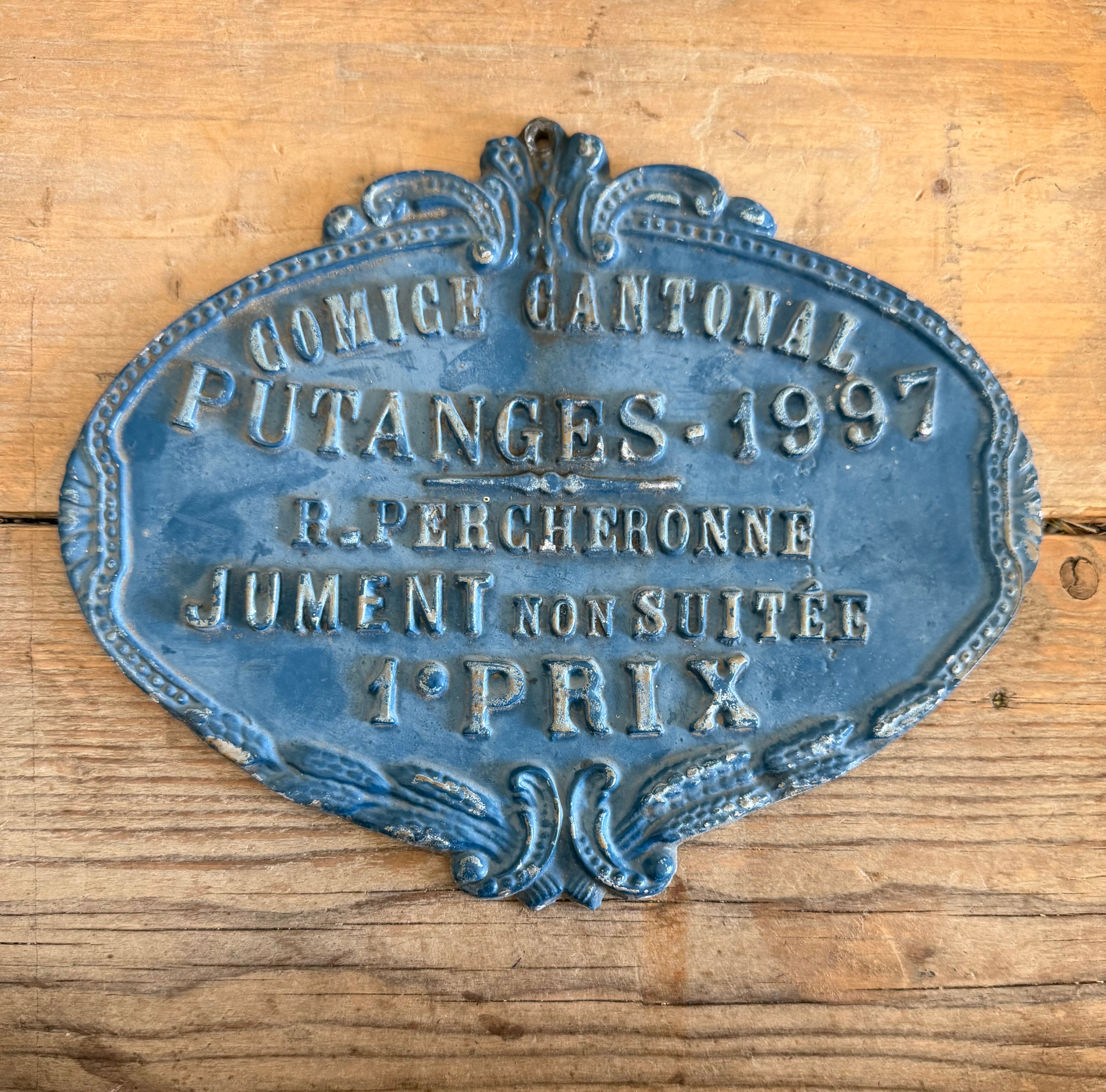 Franse decoratieve wandplaquette "Comice Cantonal Putanges 1997"