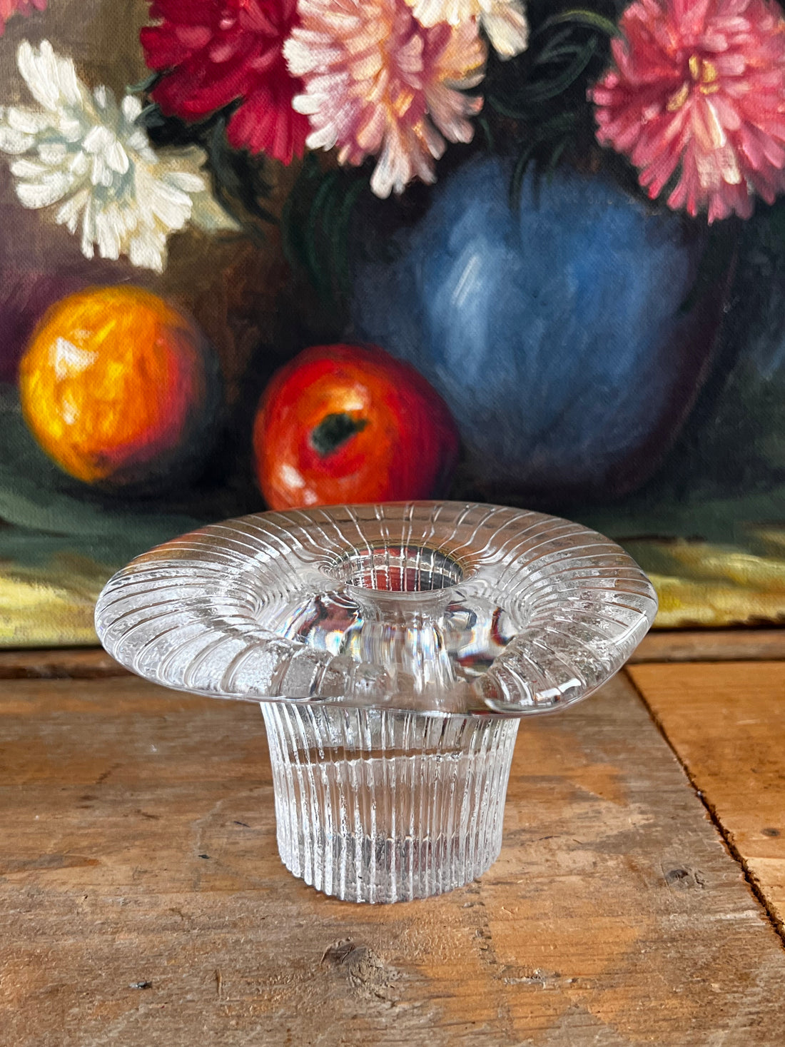 Pukeberg glazen kandelaar, vintage glazen kandelaar, jaren 70 kandelaar, paddenstoelenvorm kandelaar, Scandinavisch design kandelaar, dik zwaar glas kandelaar, Zweedse kandelaar, retro woondecoratie, vintage kaarsenhouder, Pukeberg glas kunst