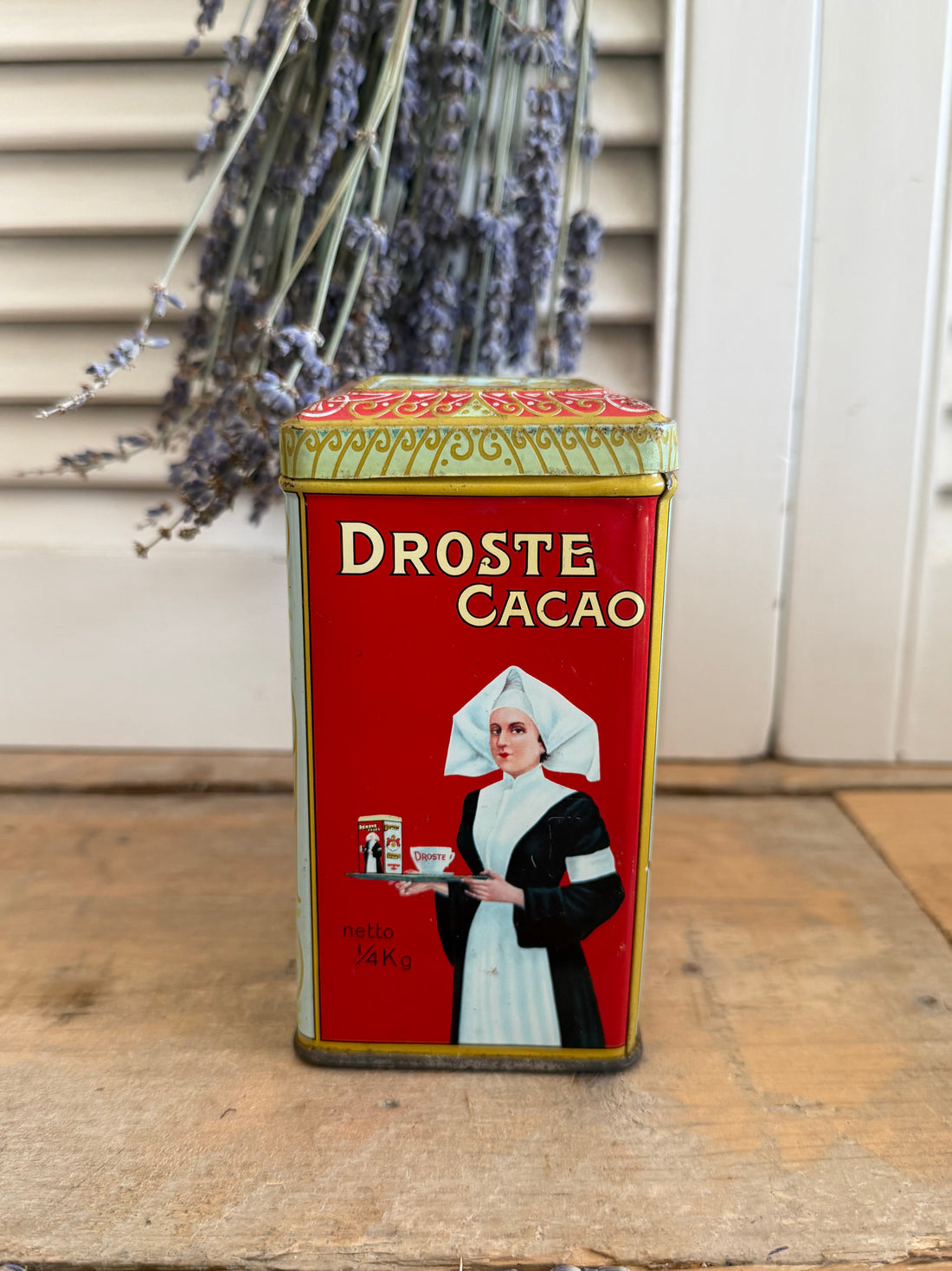 Vintage Droste Cacao blik - iconisch Nederlands design