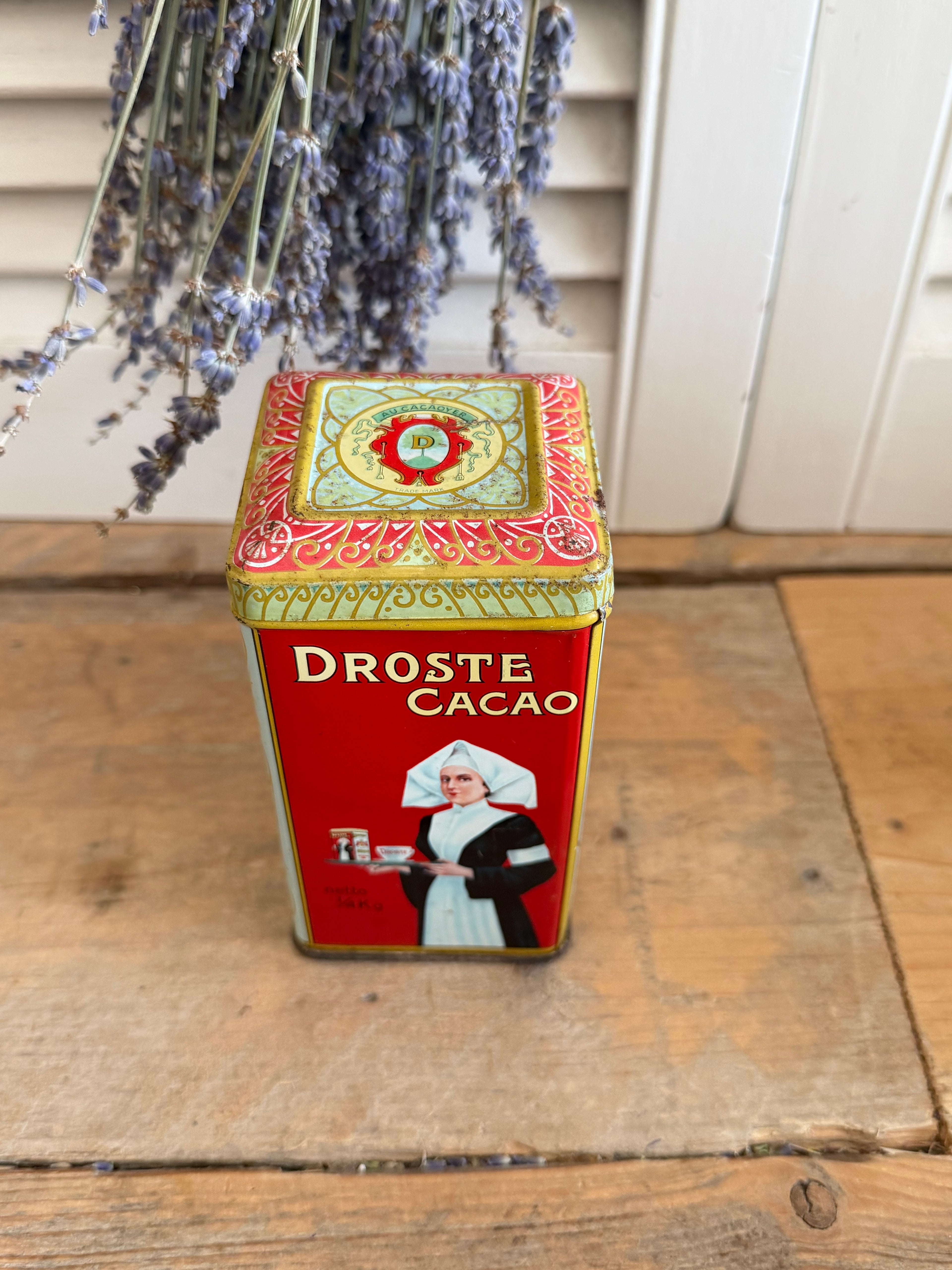 Vintage Droste Cacao blik - iconisch Nederlands design