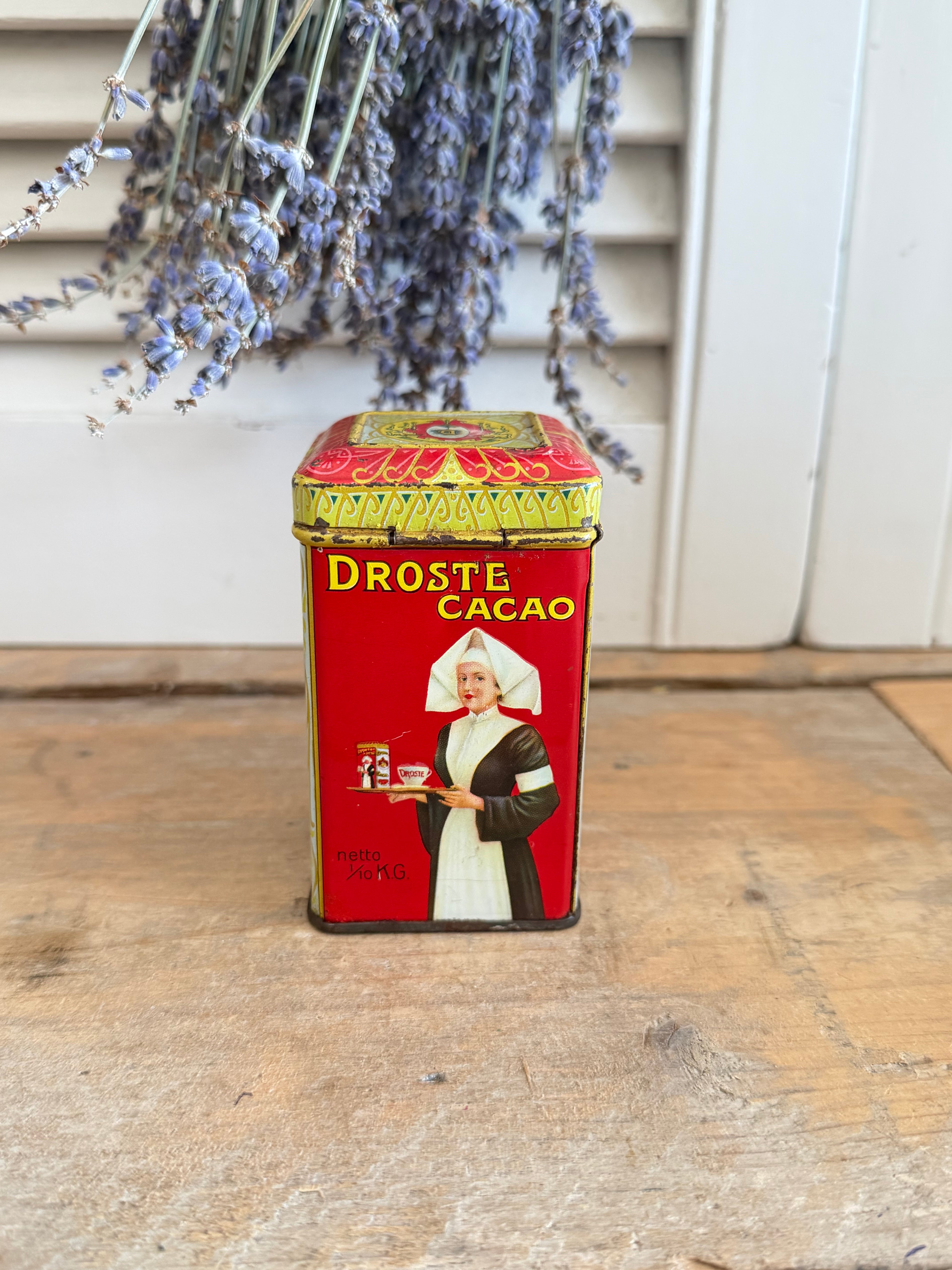 vintage Droste blik, Droste cacao blikje, oud reclame blik, mini blikje, nostalgisch blik, vintage keuken, brocante decoratie, verzamelblik