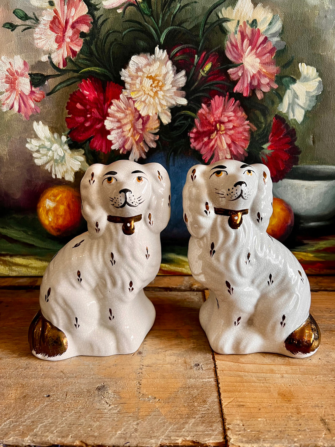 Staffordshire hondjes, Staffordshire hondjes replica, aardewerk Staffordshire hondjes, Engelse hondjes beeldjes, vintage decoratie hondjes, klassieke interieurdecoratie huwelijkscadeau Wally dugs hoeren hondjes