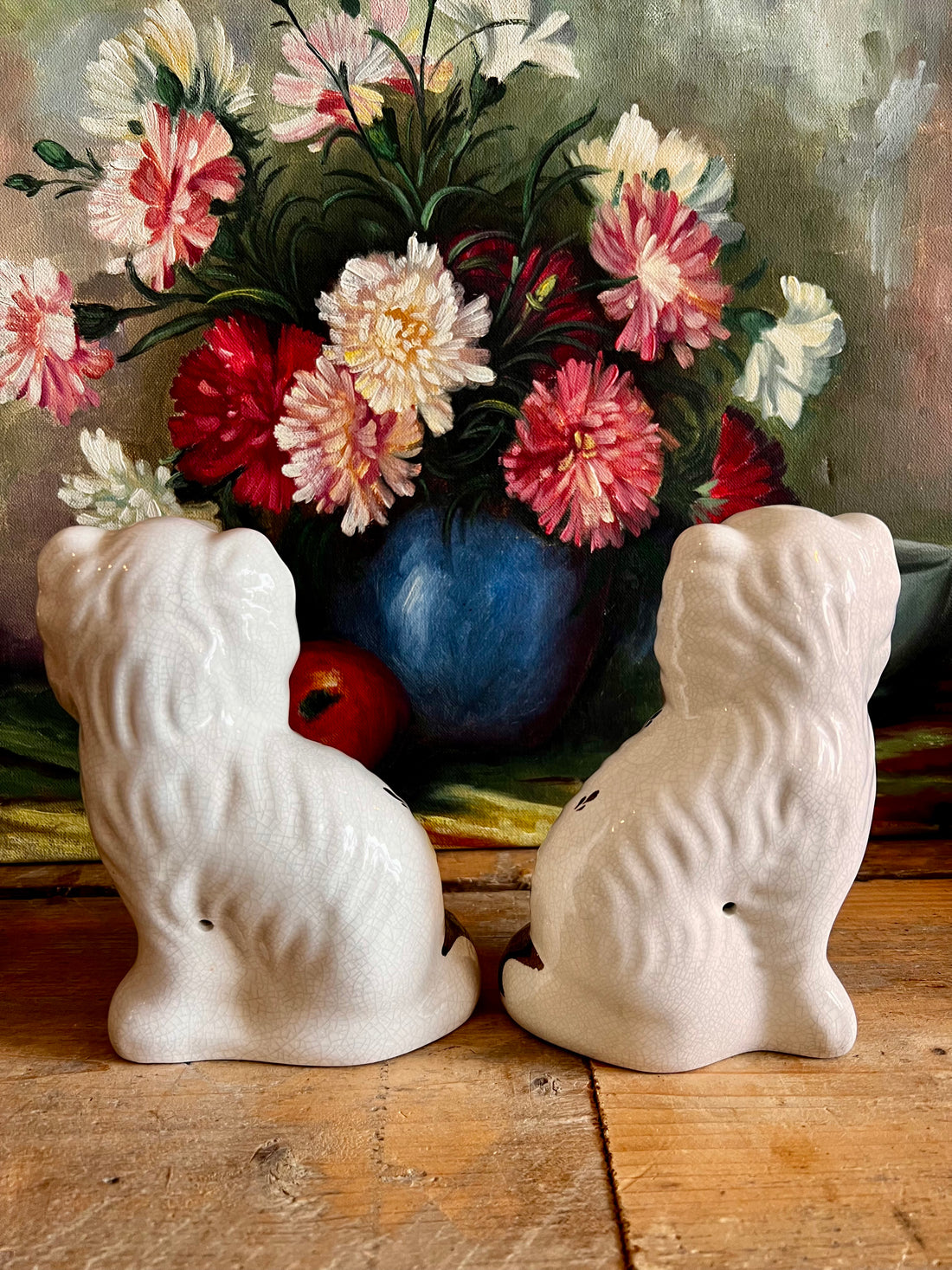 Staffordshire hondjes, Staffordshire hondjes replica, aardewerk Staffordshire hondjes, Engelse hondjes beeldjes, vintage decoratie hondjes, klassieke interieurdecoratie huwelijkscadeau Wally dugs hoeren hondjes