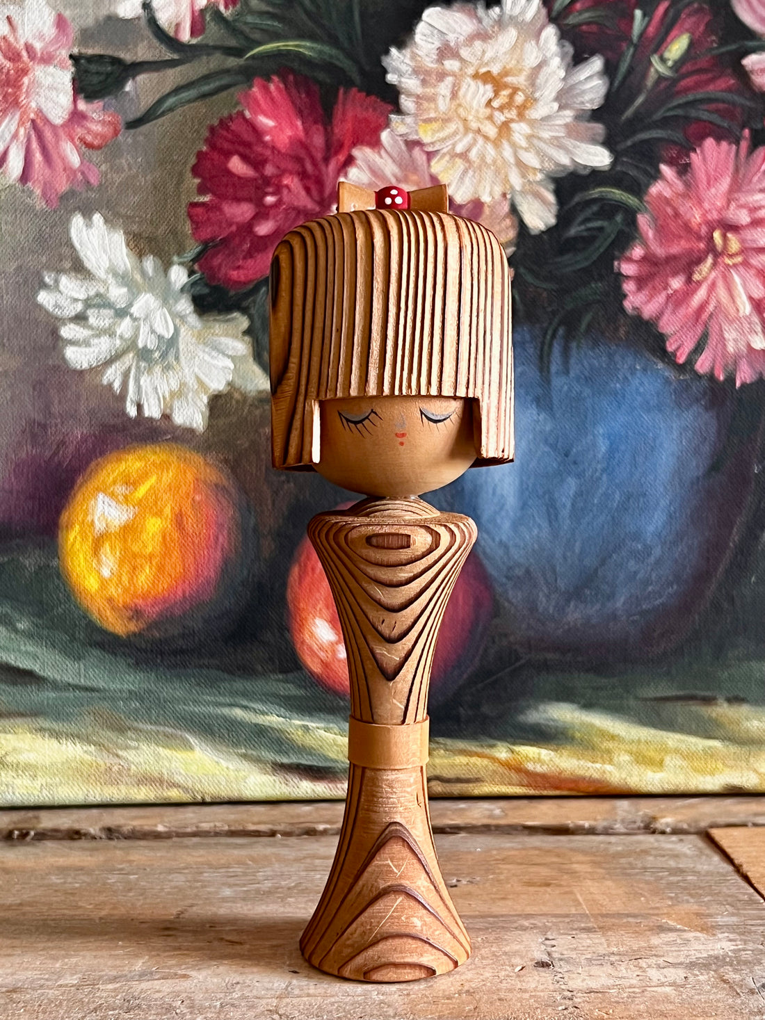 &amp;nbsp;Vintage Kokeshi Pop, Sosaku Kokeshi, Japanse houten pop, jaren 60 decoratie, retro collectible, vintage speelgoed, handgemaakte Kokeshi, Japanse vintage pop, retro interieur, vintage cadeau