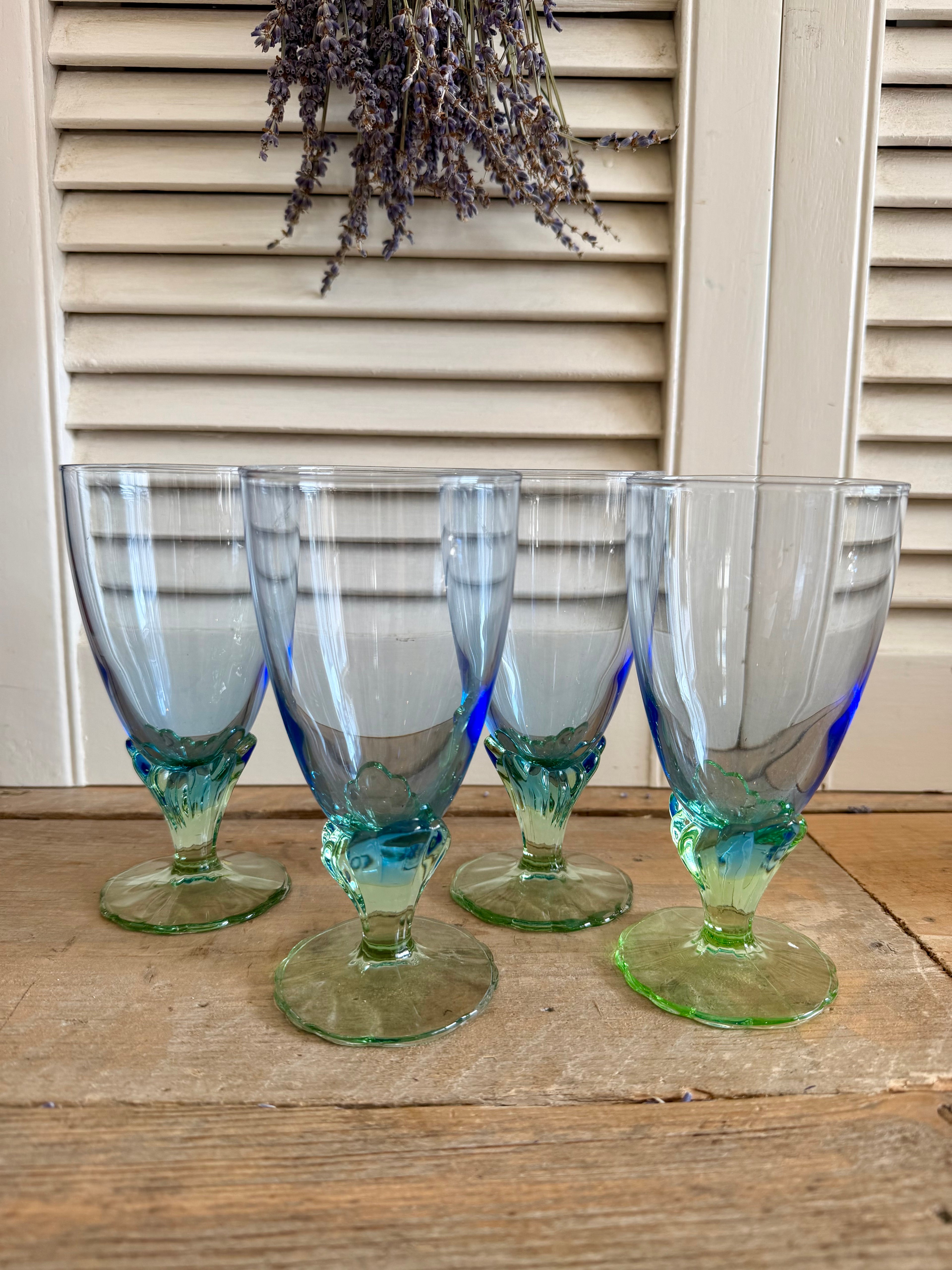 Vintage Bormioli Rocco Bahia waterglazen - set van 4 - Italiaans kristal