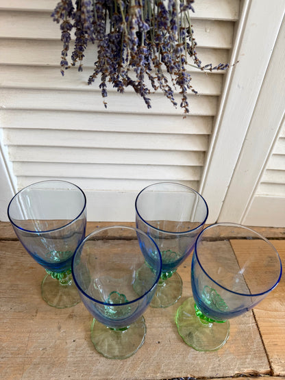 Vintage Bormioli Rocco Bahia waterglazen - set van 4 - Italiaans kristal
