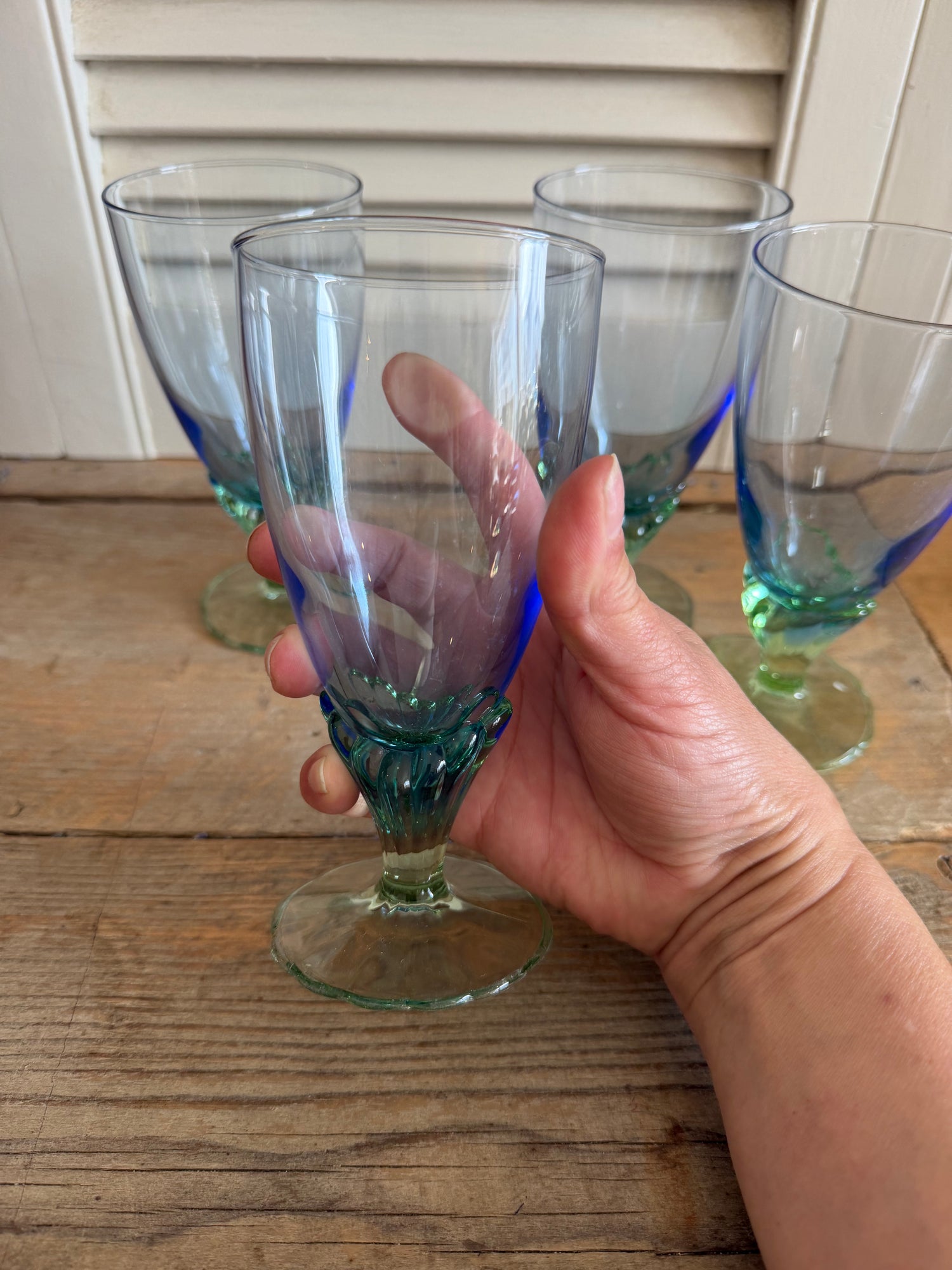 Vintage Bormioli Rocco Bahia waterglazen - set van 4 - Italiaans kristal