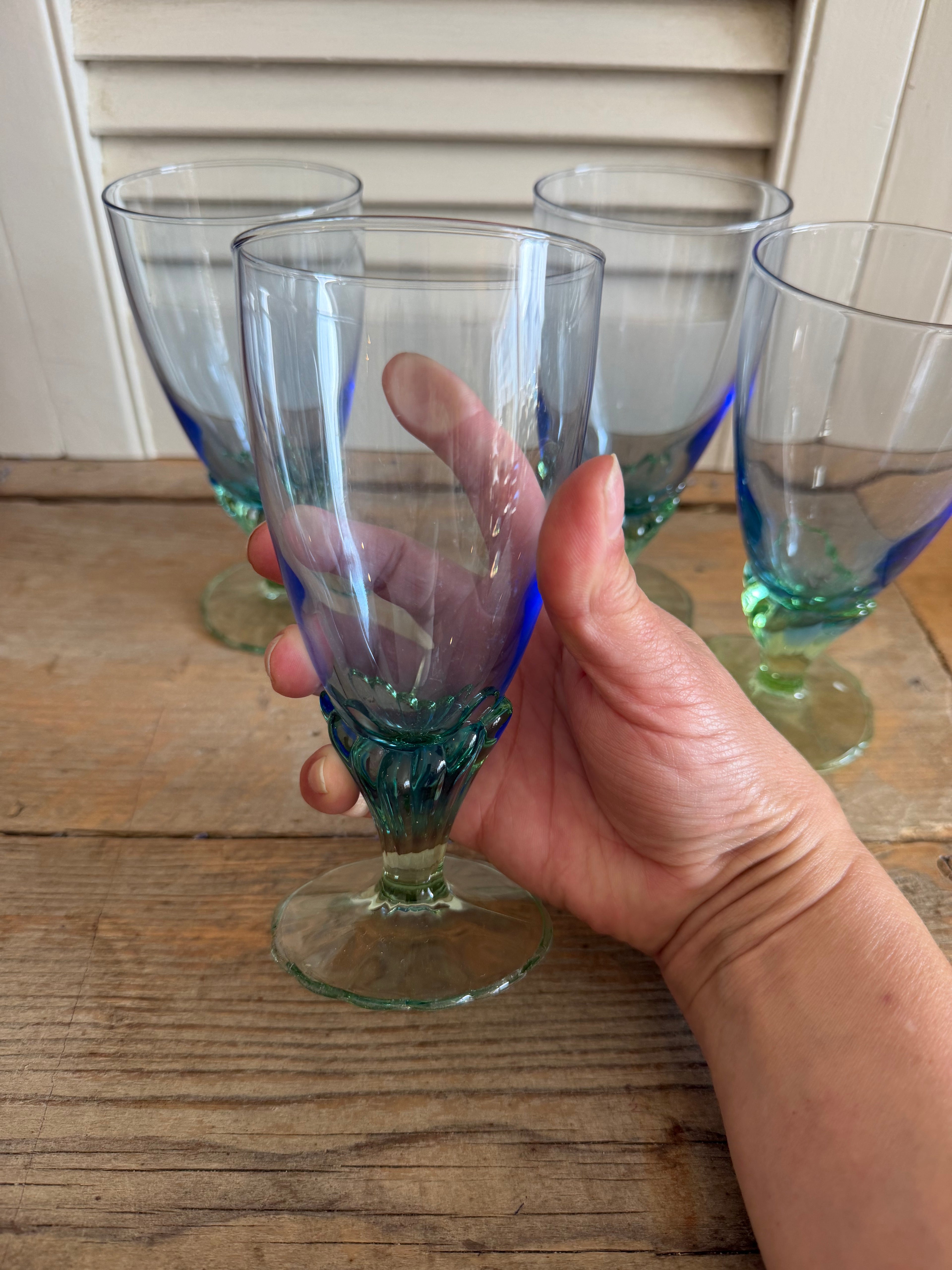 Vintage Bormioli Rocco Bahia waterglazen - set van 4 - Italiaans kristal