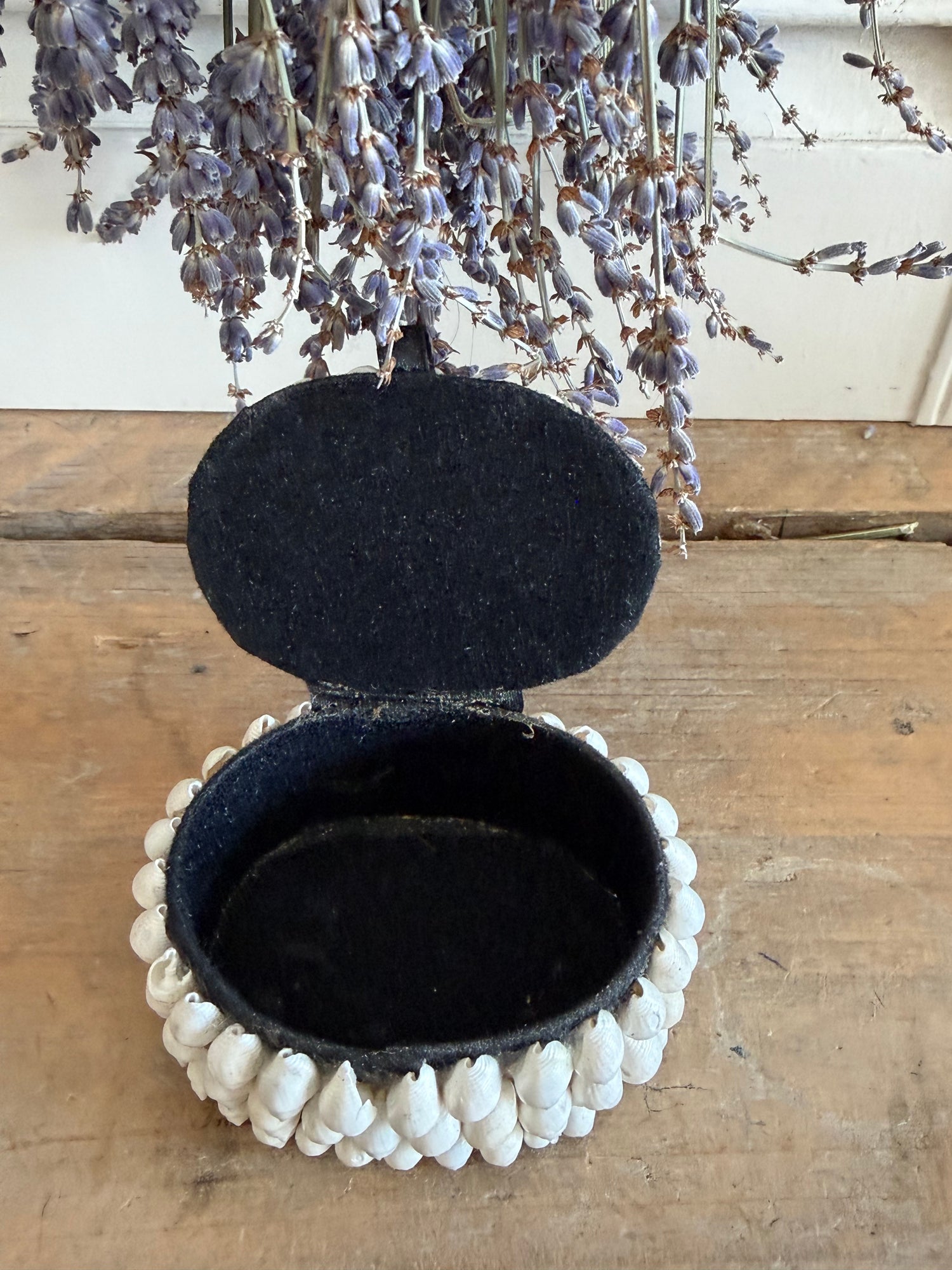 Vintage schelpendoosje met zwarte binnenzijde, Sofia&