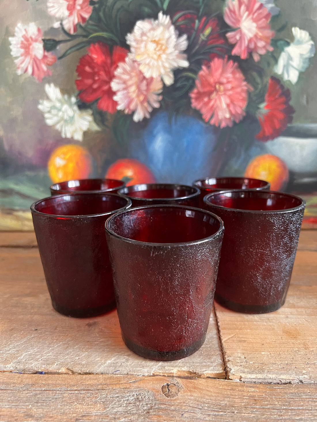 Arcoroc drinkglazen Sierra rood vintage retro
