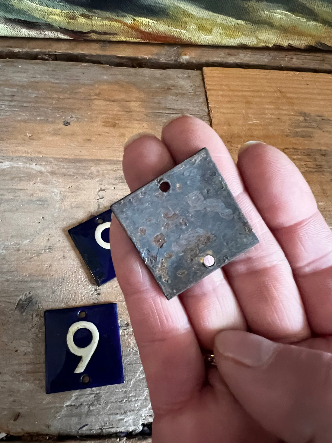 Emaille cijferplaatjes met nummer 9