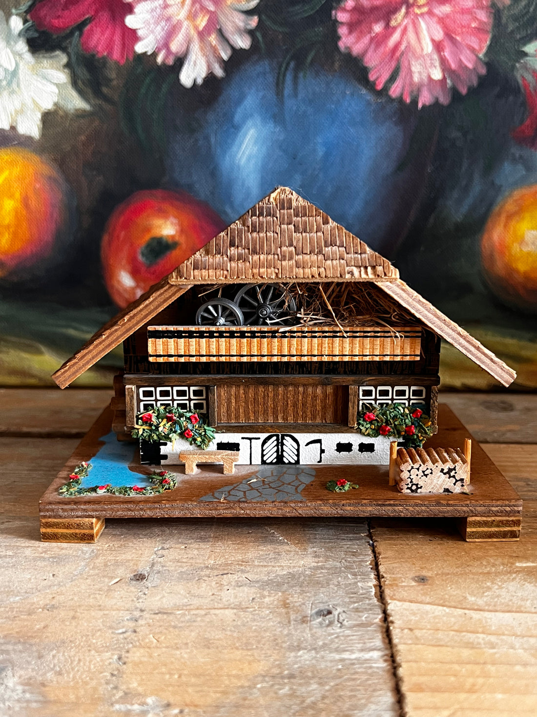 &amp;nbsp;retro muziekdoosje, Beiers chalet muziekdoos, houten sieradendoosje, vintage muziekdoos, sieraden opbergdoosje hout, klein sieradendoosje, muziekdoosje cadeau, houten muziekdoosje retro