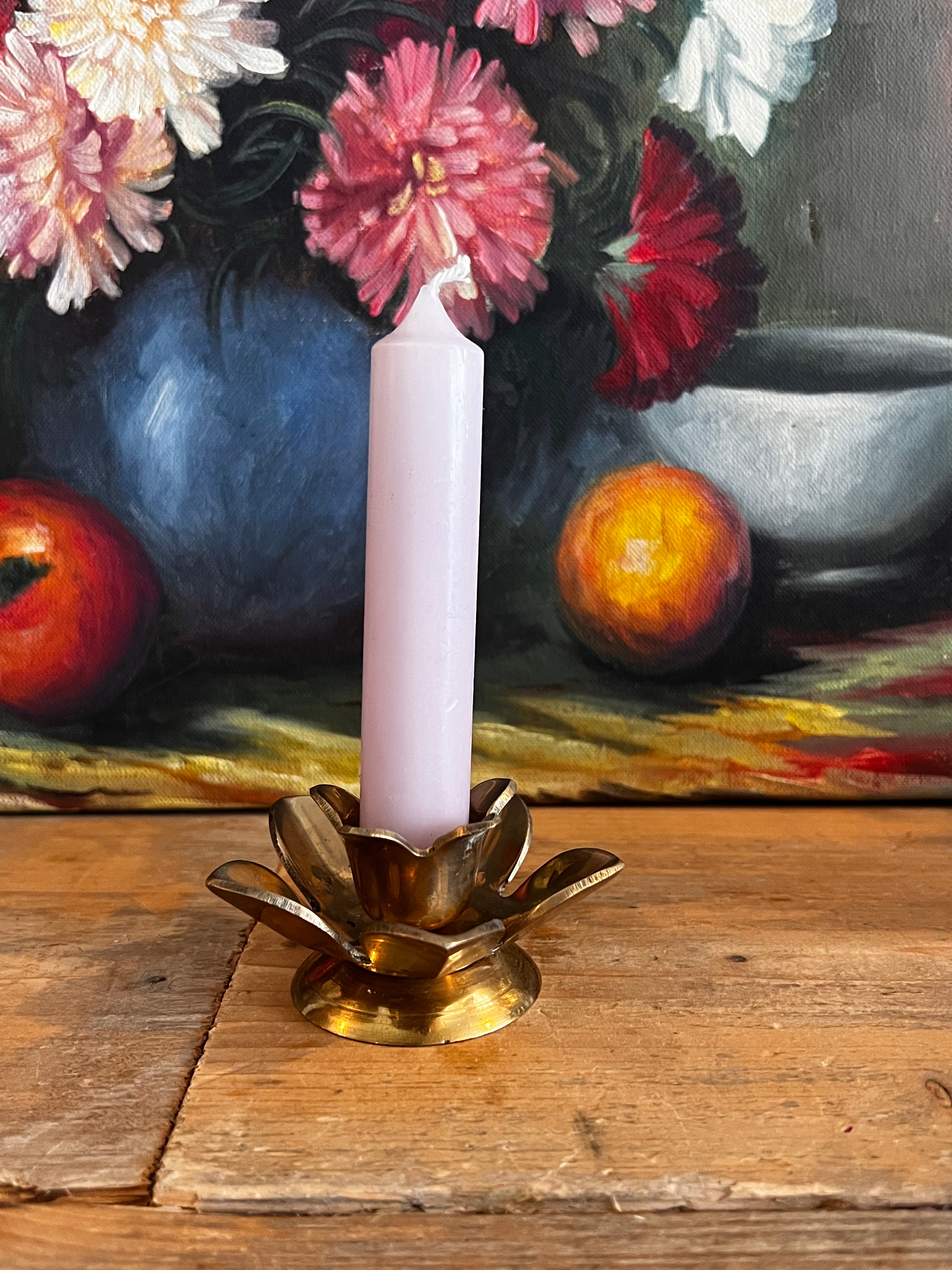 Vintage kandelaar roos van messing 