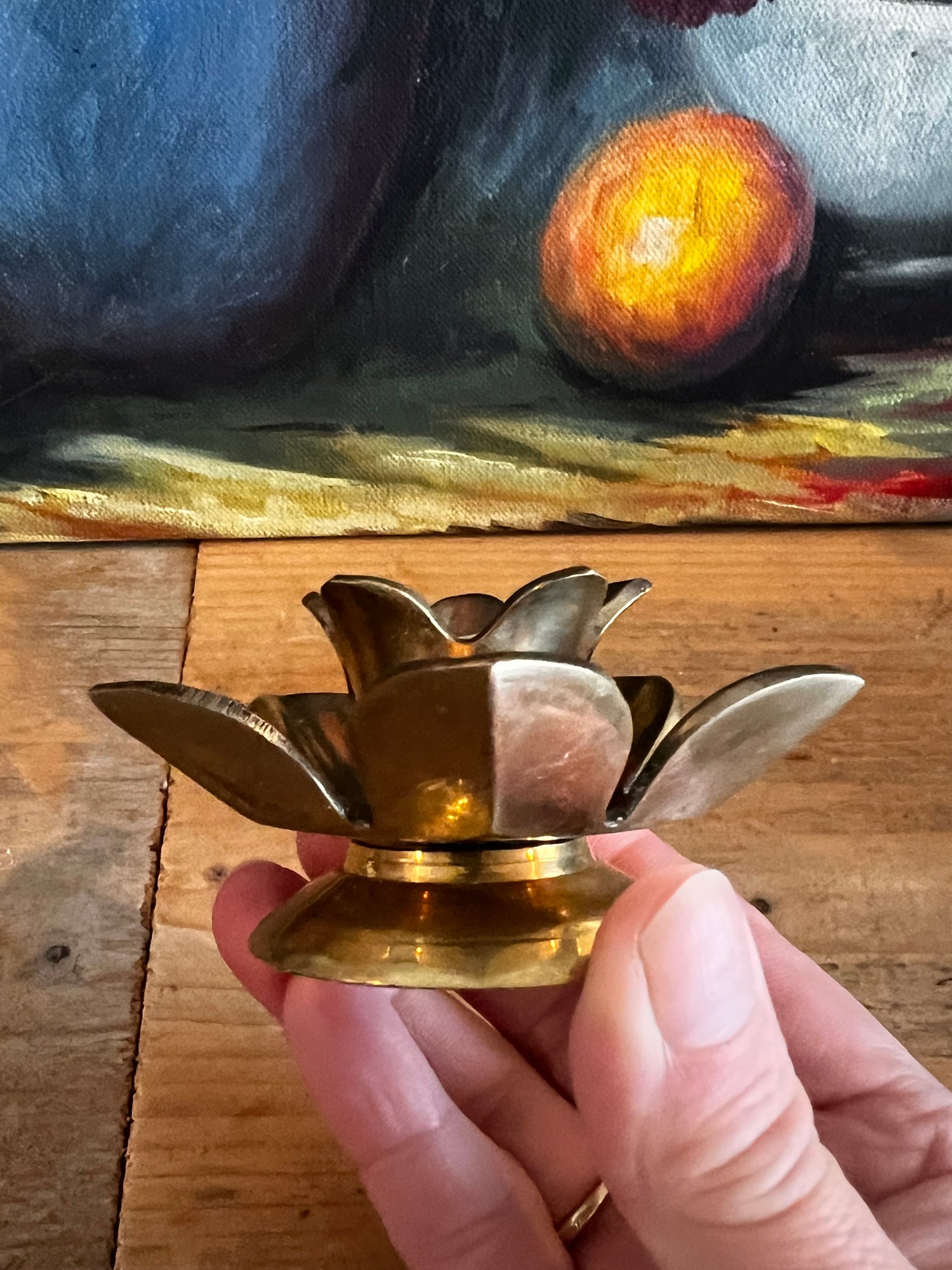 Vintage kandelaar roos van messing 