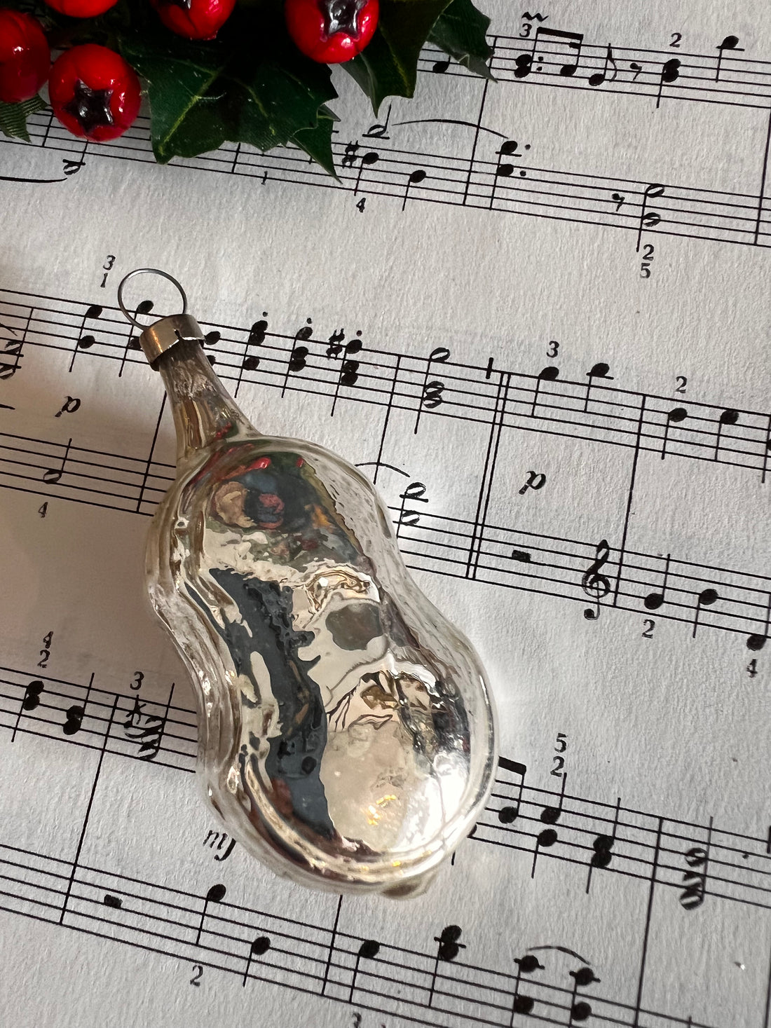 Kerstbal viool, brocante kerstversiering, kerstversiering, viool kerstbal
