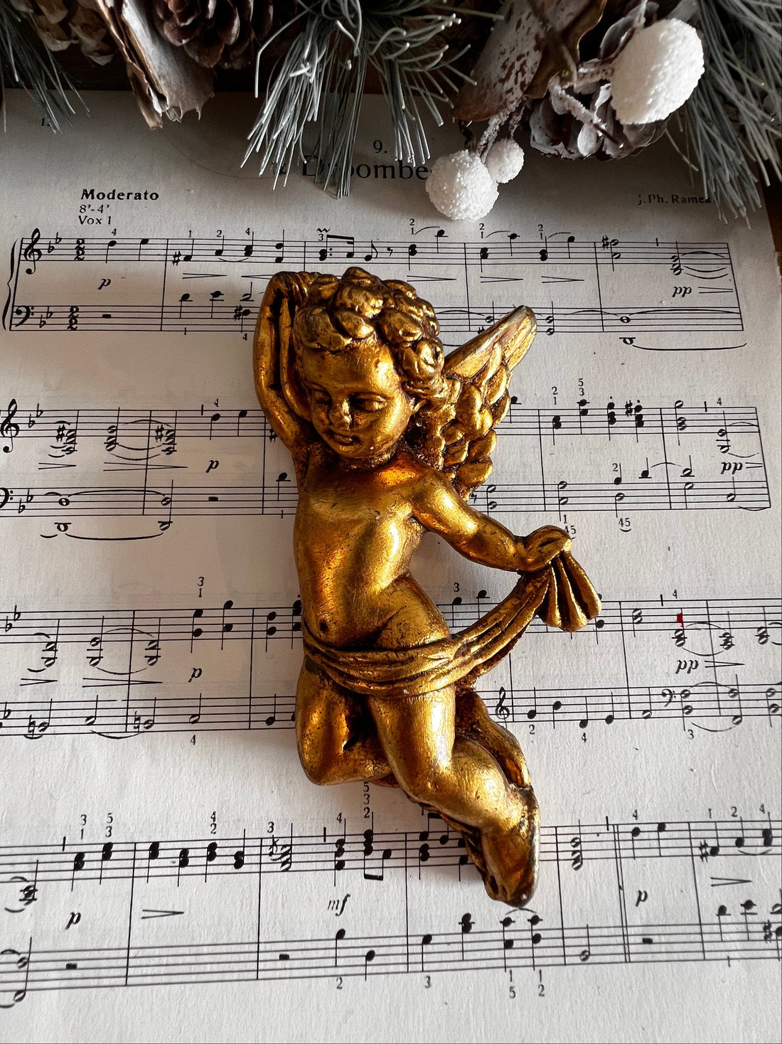 Kerstengel van gips voor aan de muur vintage, vintage kerstdecoratie