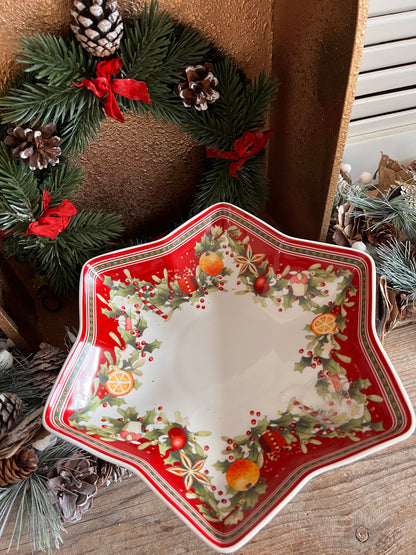 Villeroy &amp;amp; Boch sterschaal, Winter Bakery Delight, premium porselein schaal, kerstservies Villeroy &amp;amp; Boch, porseleinen sterschaal op voet, winterdecoratie servies, luxe kerst schaal